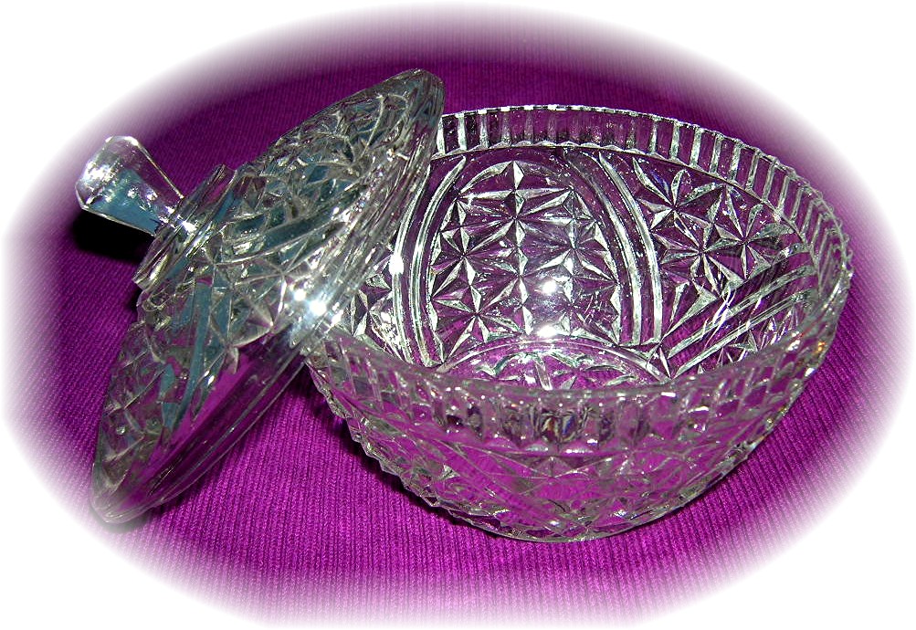Vintage Pressed Glass Covered Candy Dish