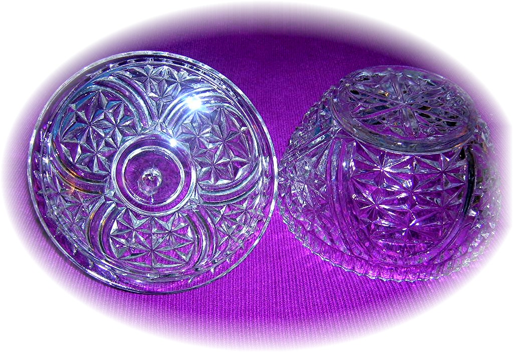 Vintage Pressed Glass Covered Candy Dish