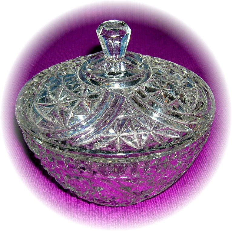 Vintage Pressed Glass Covered Candy Dish