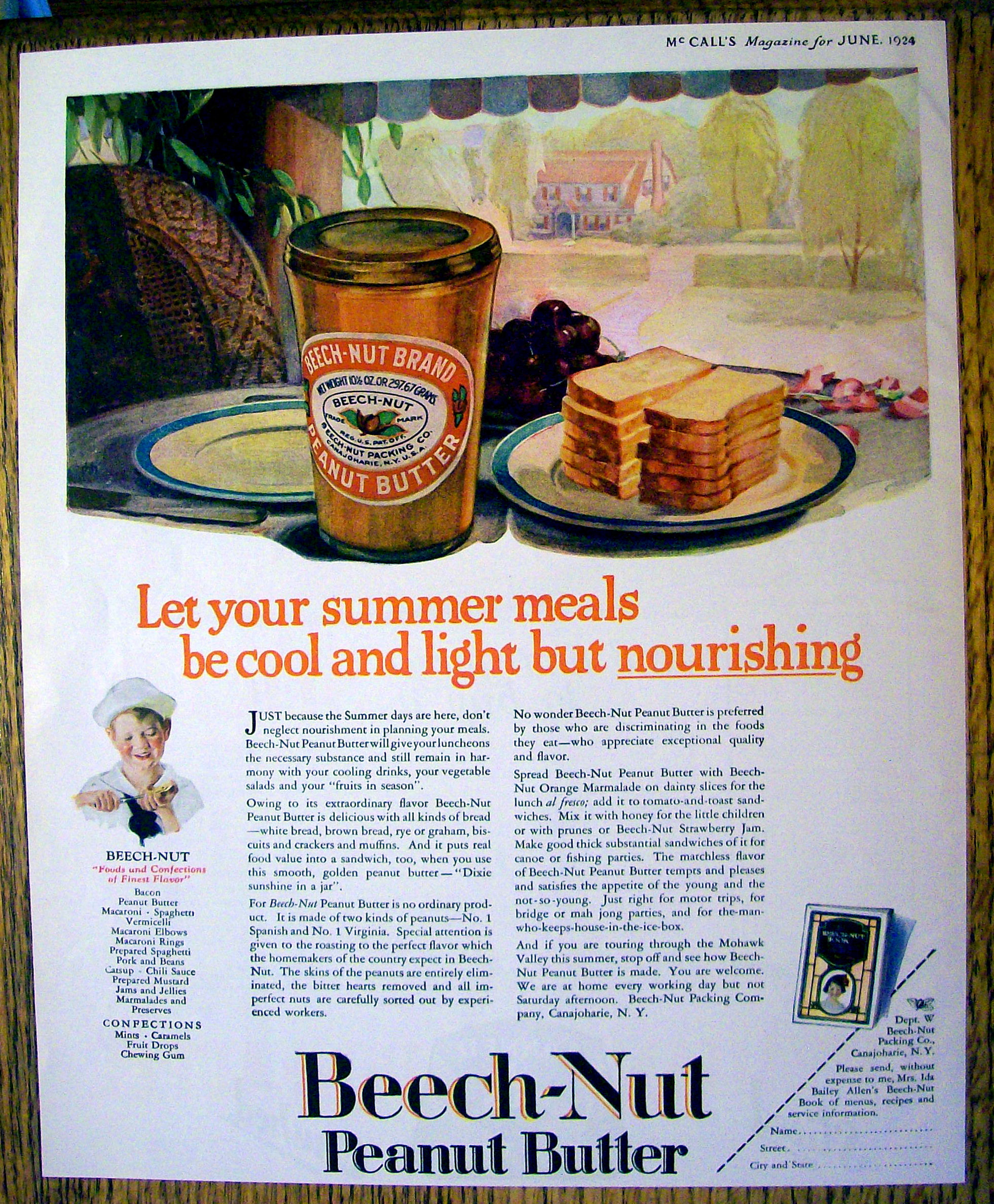 1924 Beech-Nut Peanut Butter with Bread On a Plate