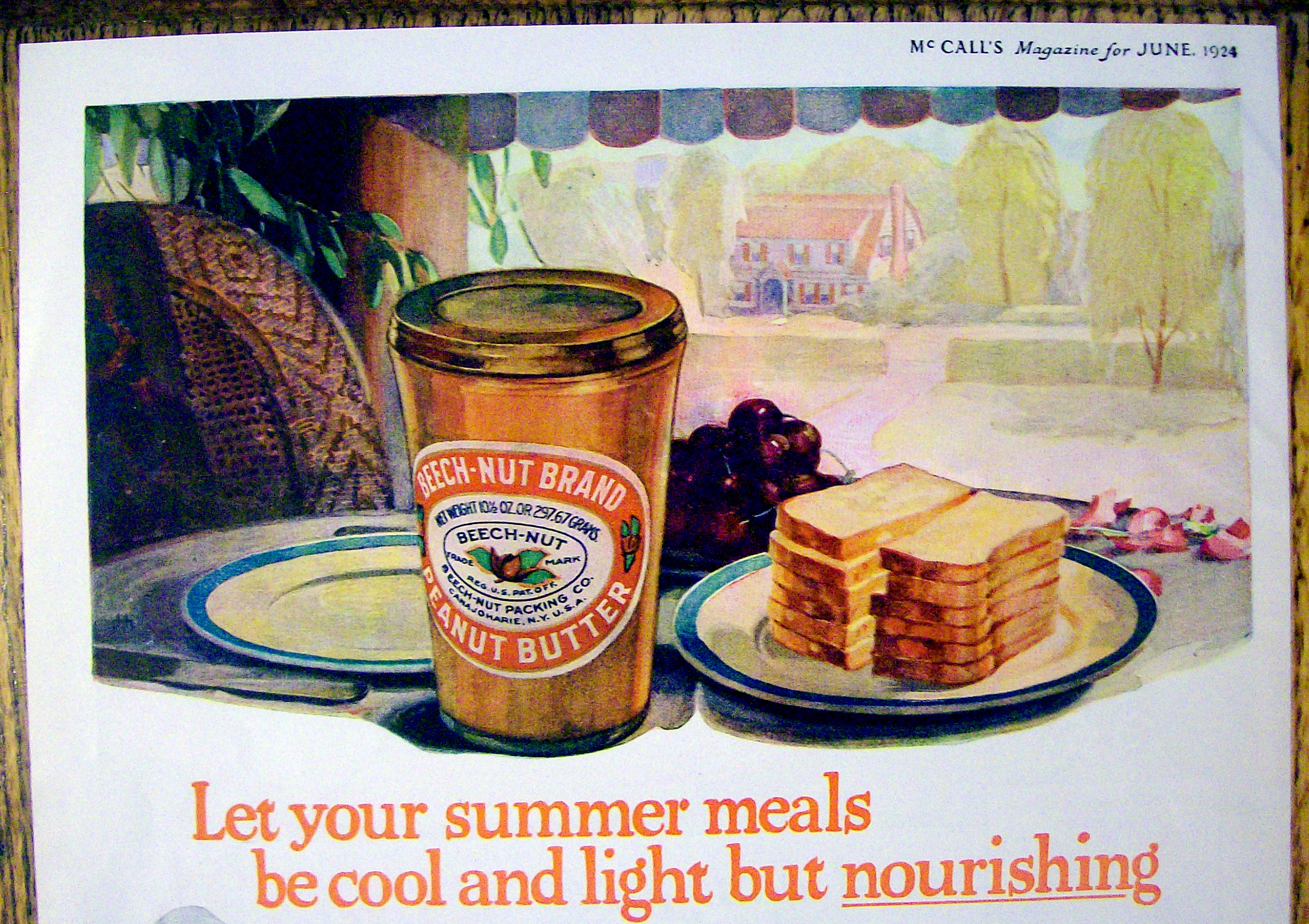 1924 Beech-Nut Peanut Butter with Bread On a Plate