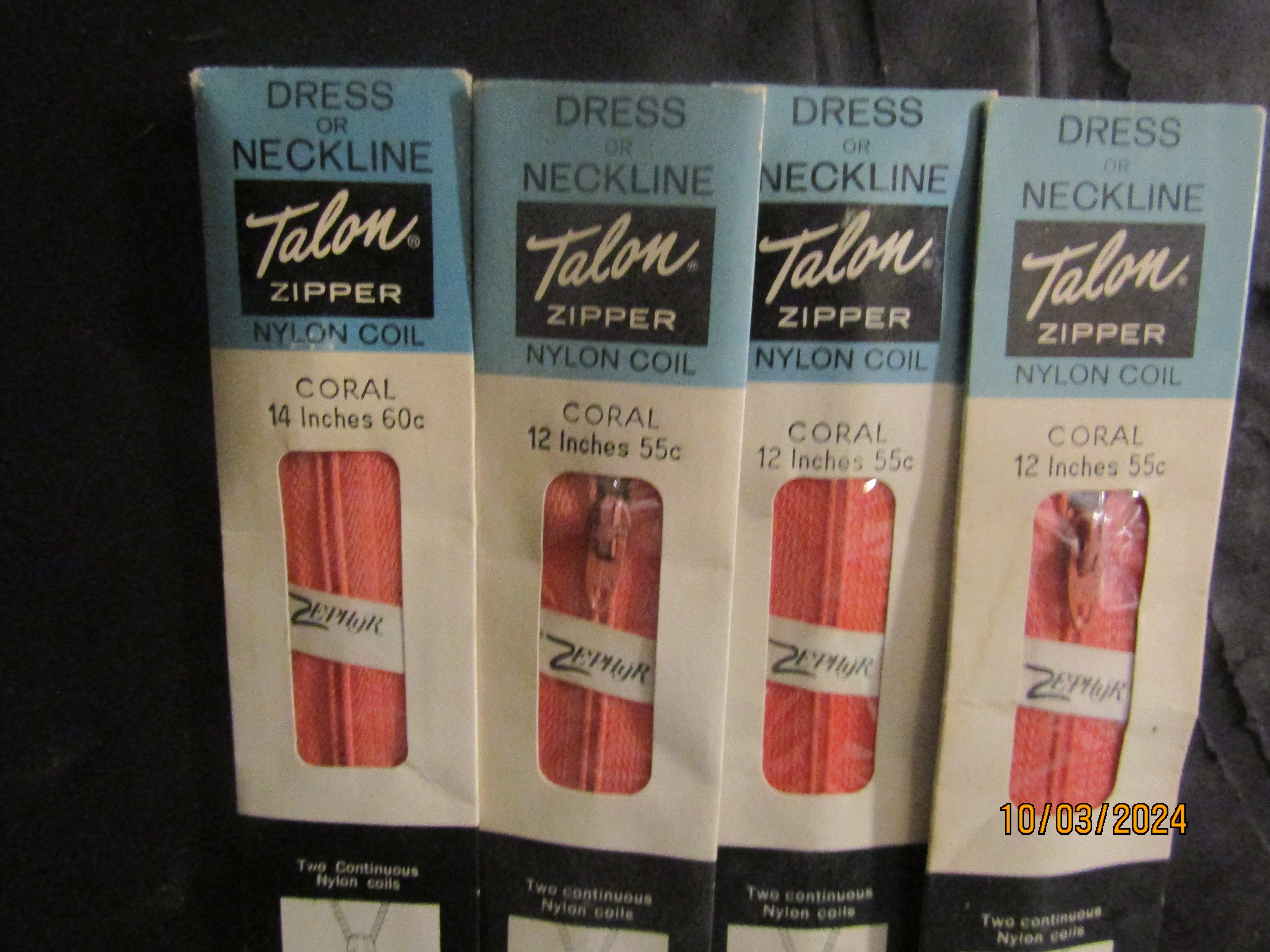 Vintage Talon Coral Dress/Neckline Zippers Set
