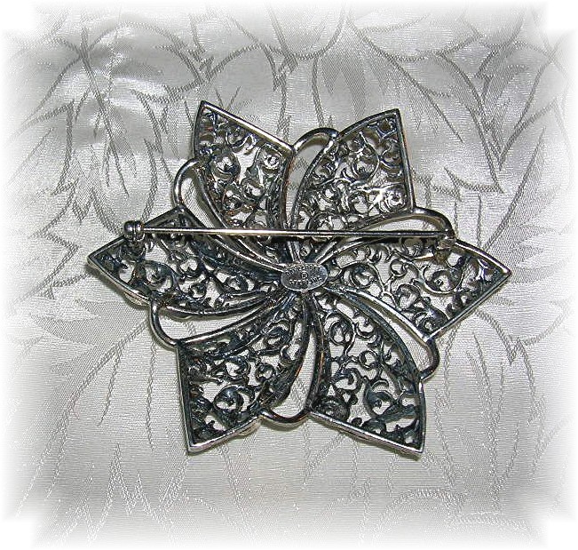 Sterling 3 Inch Flower Brooch By DANECRAFT