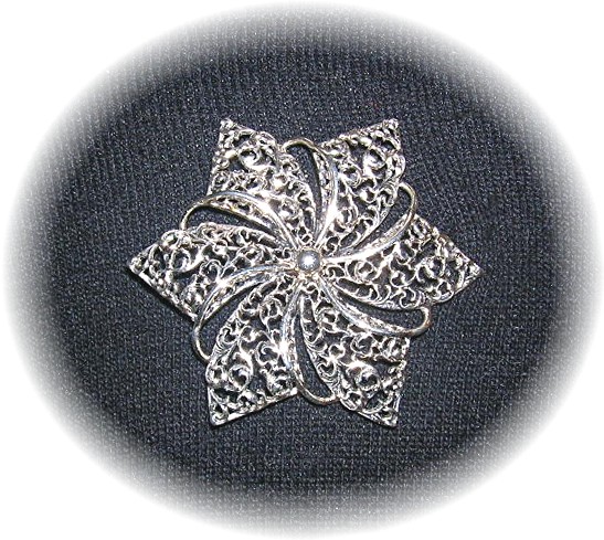 Sterling 3 Inch Flower Brooch By DANECRAFT