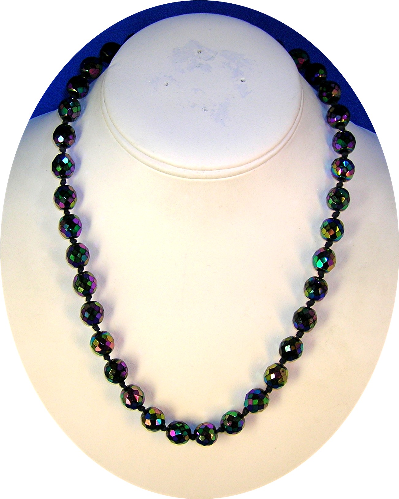 AUSTRIAN Faceted Blue Glass Necklace