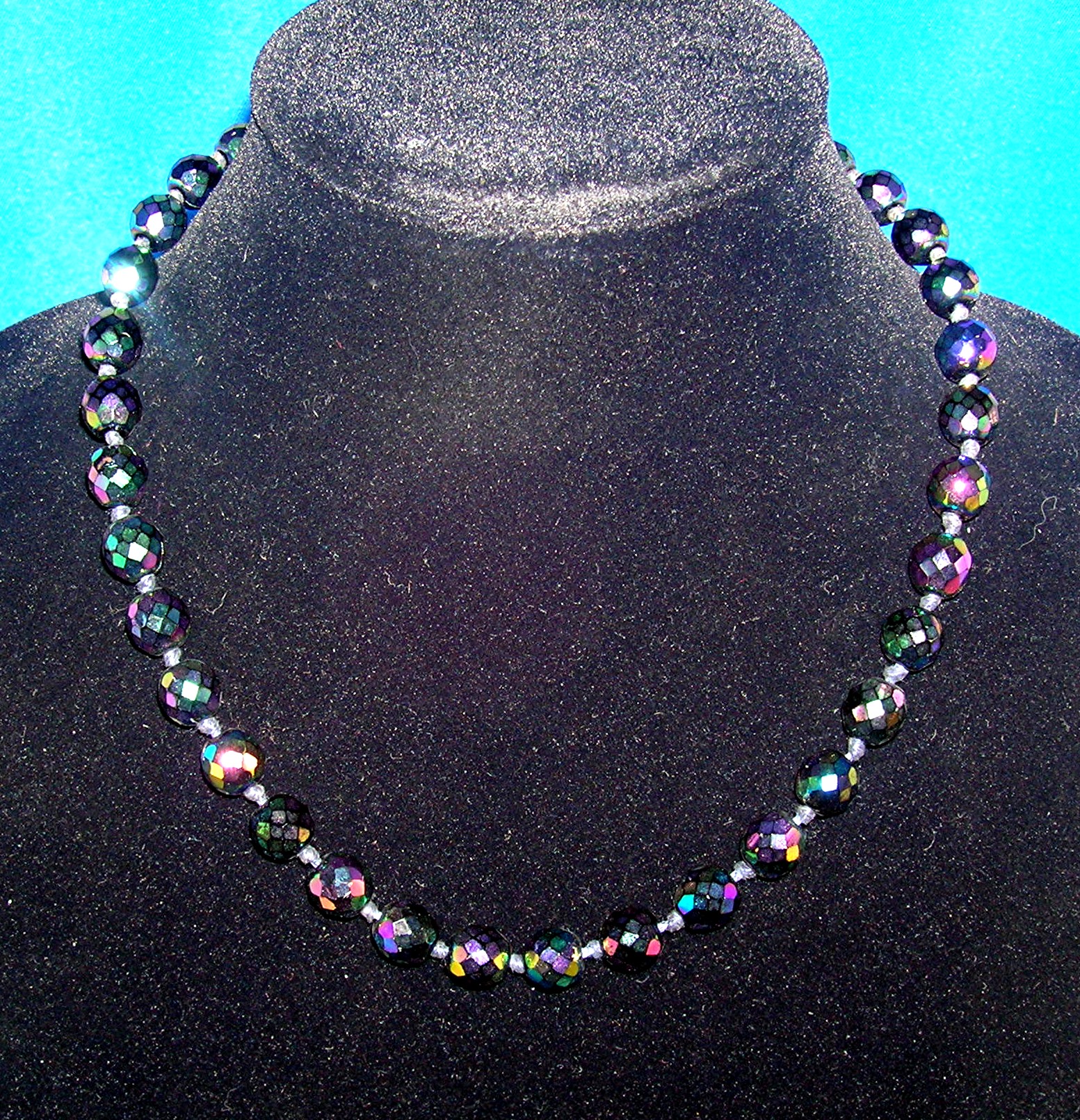 AUSTRIAN Faceted Blue Glass Necklace