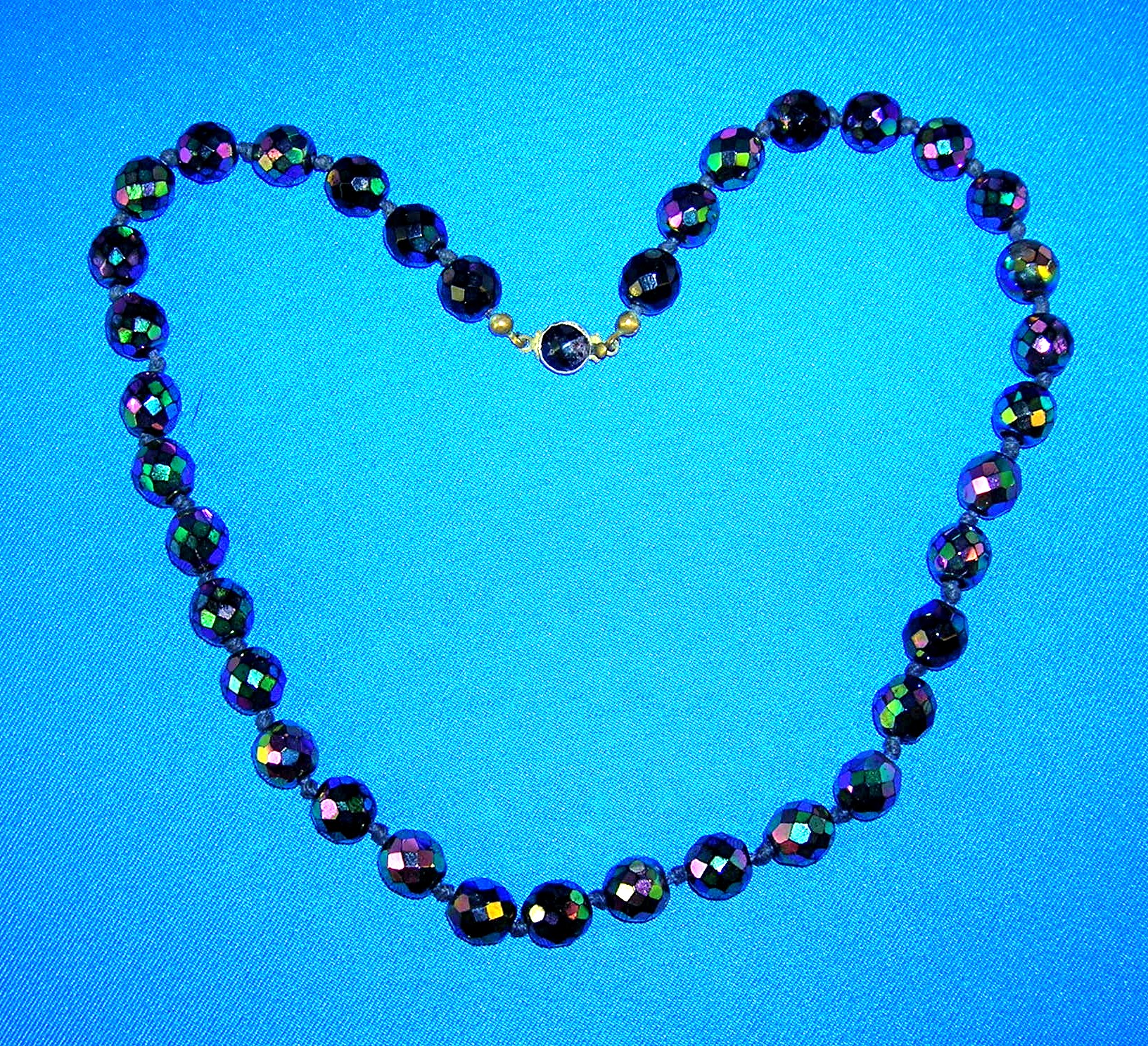 AUSTRIAN Faceted Blue Glass Necklace