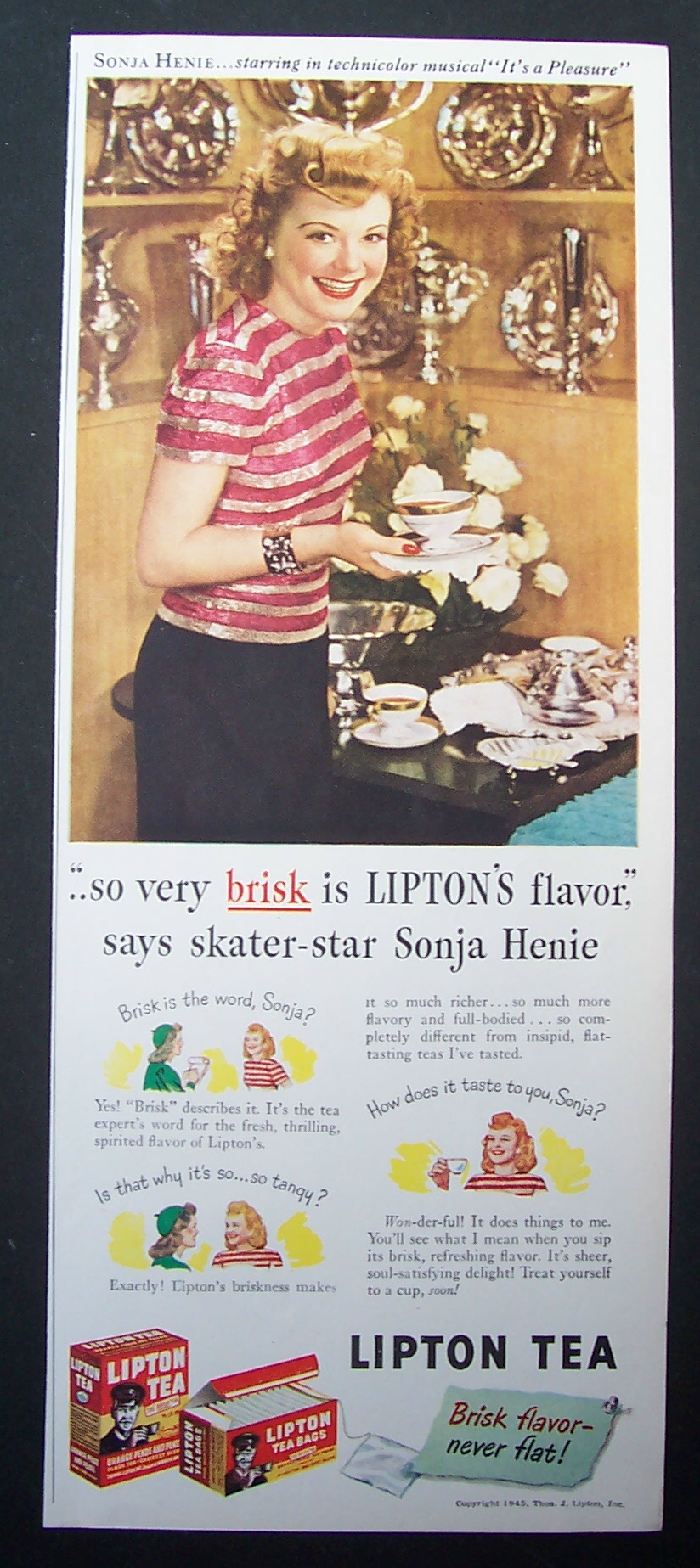1945 Lipton Tea with Sonja Henie