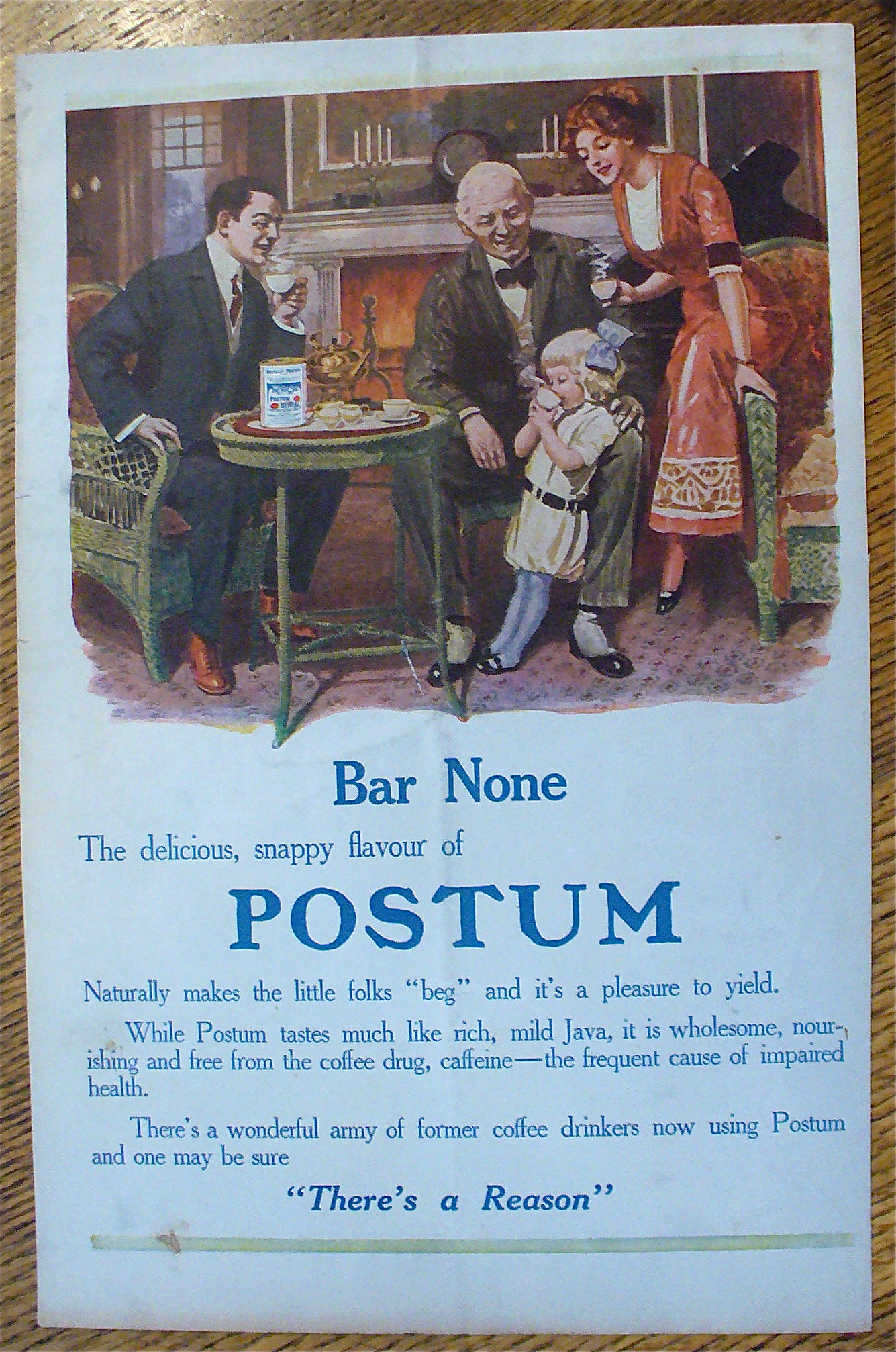 1913 Postum Cereal with Family Around The Table