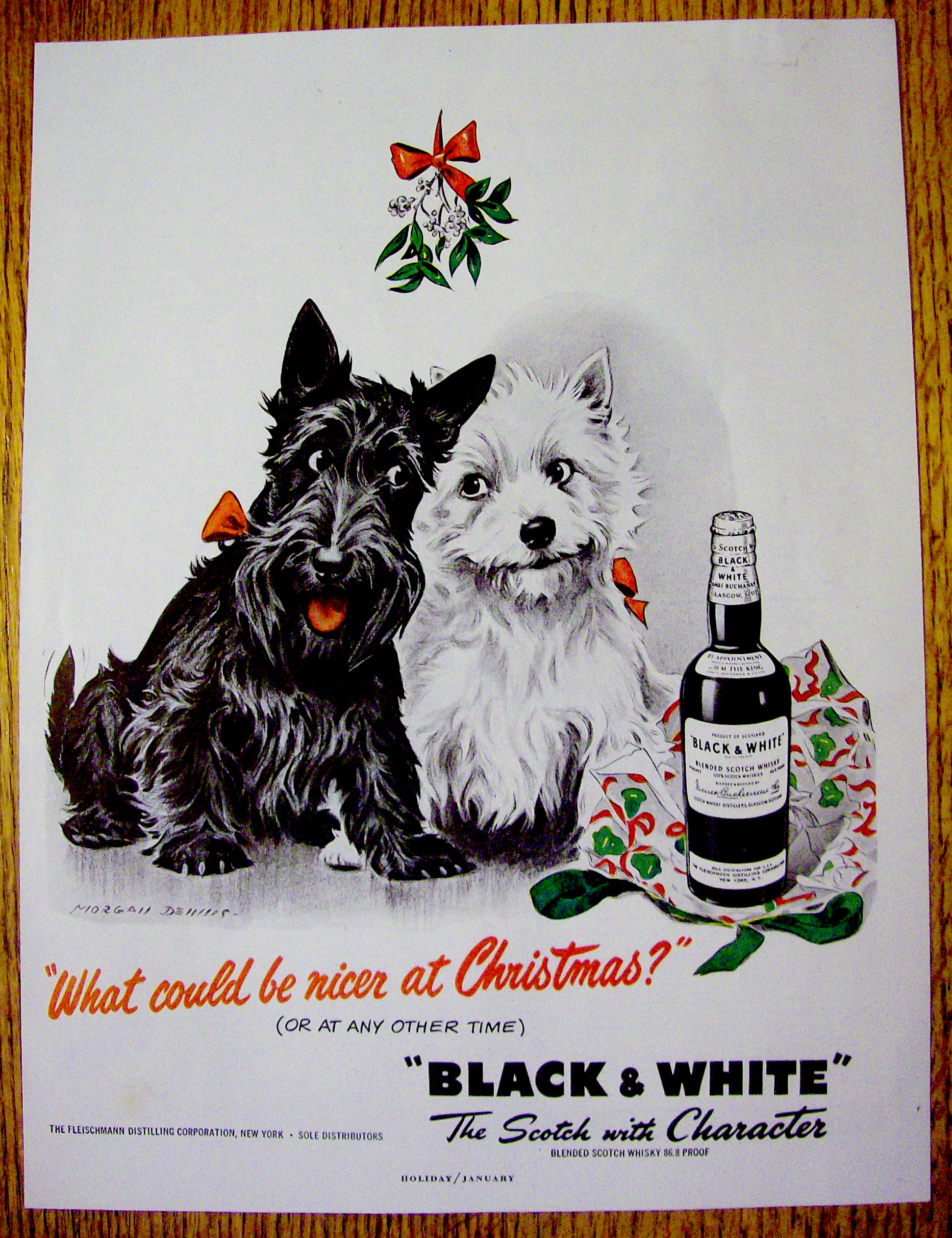 1950 Black & White Scotch with Two Scotty Dogs