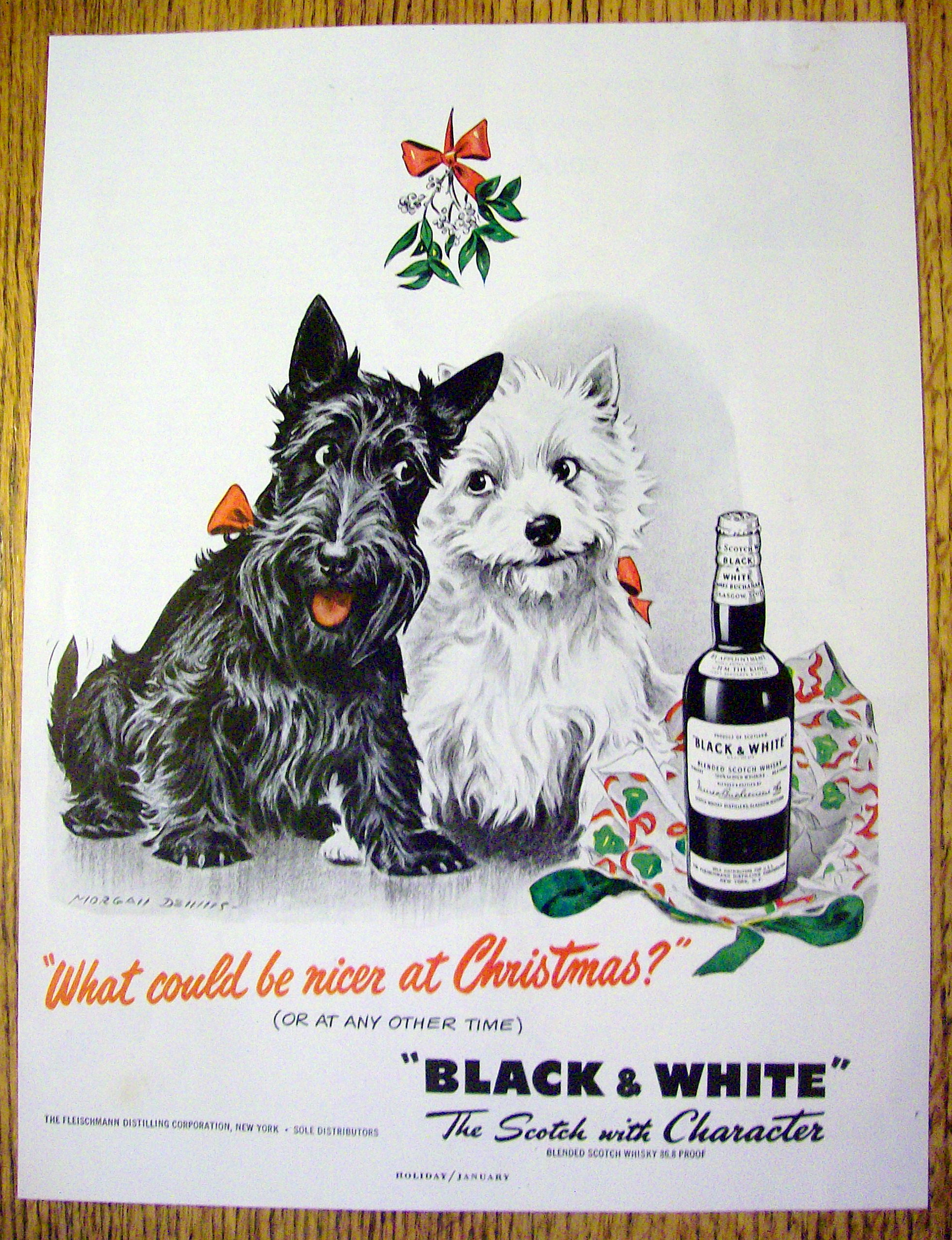 1950 Black & White Scotch with Two Scotty Dogs