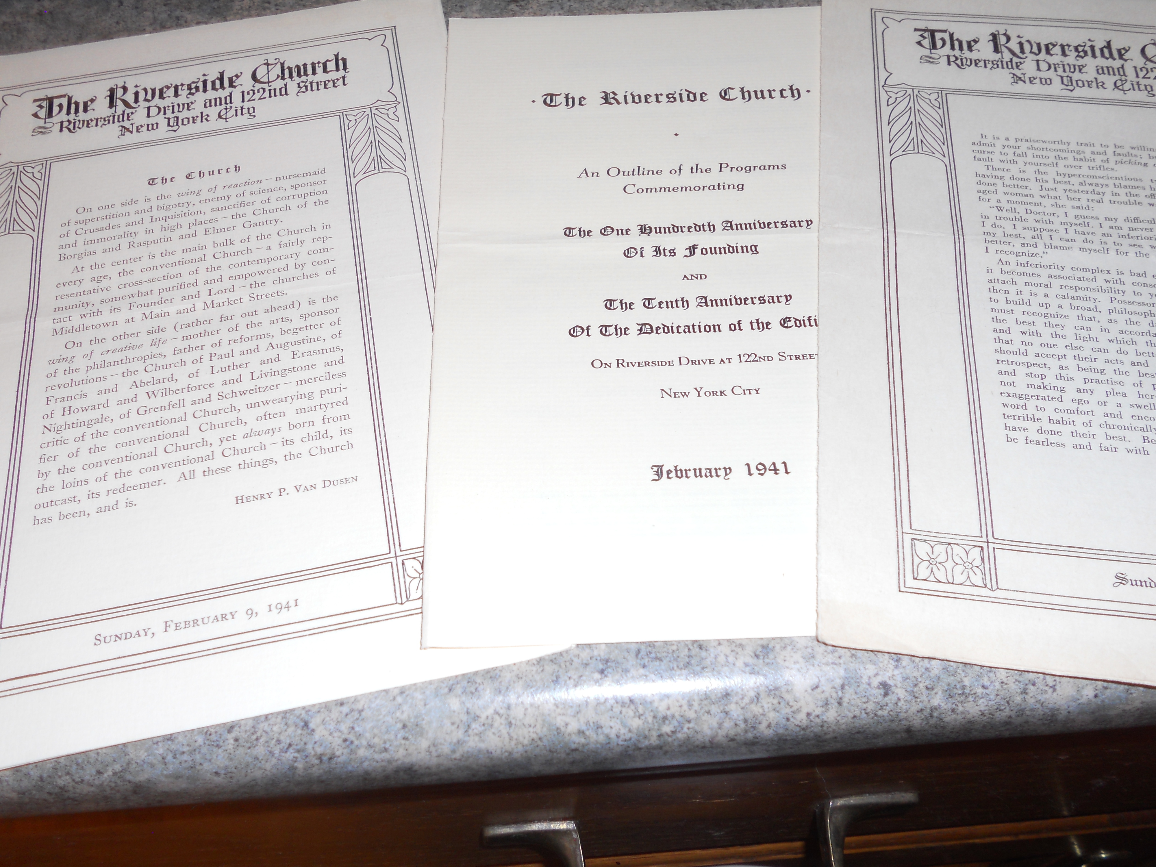 Riverside Church, NYC Programs Set of 3