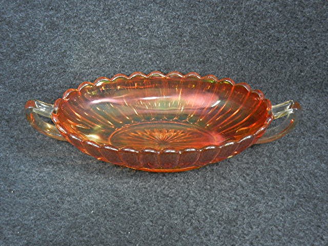 Carnival Glass Marigold Orange Fluted Candy Dish