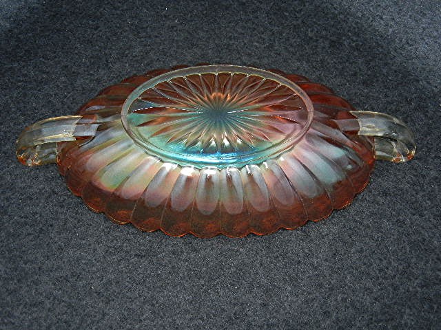 Carnival Glass Marigold Orange Fluted Candy Dish