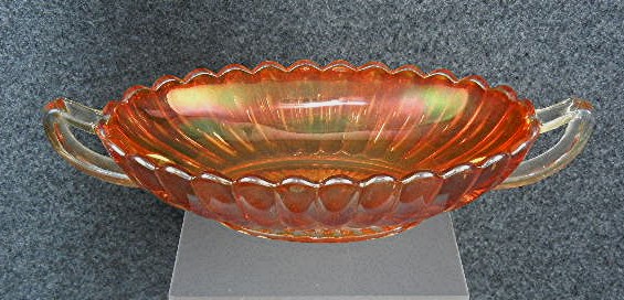 Carnival Glass Marigold Orange Fluted Candy Dish