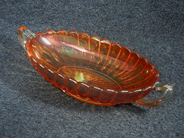 Carnival Glass Marigold Orange Fluted Candy Dish
