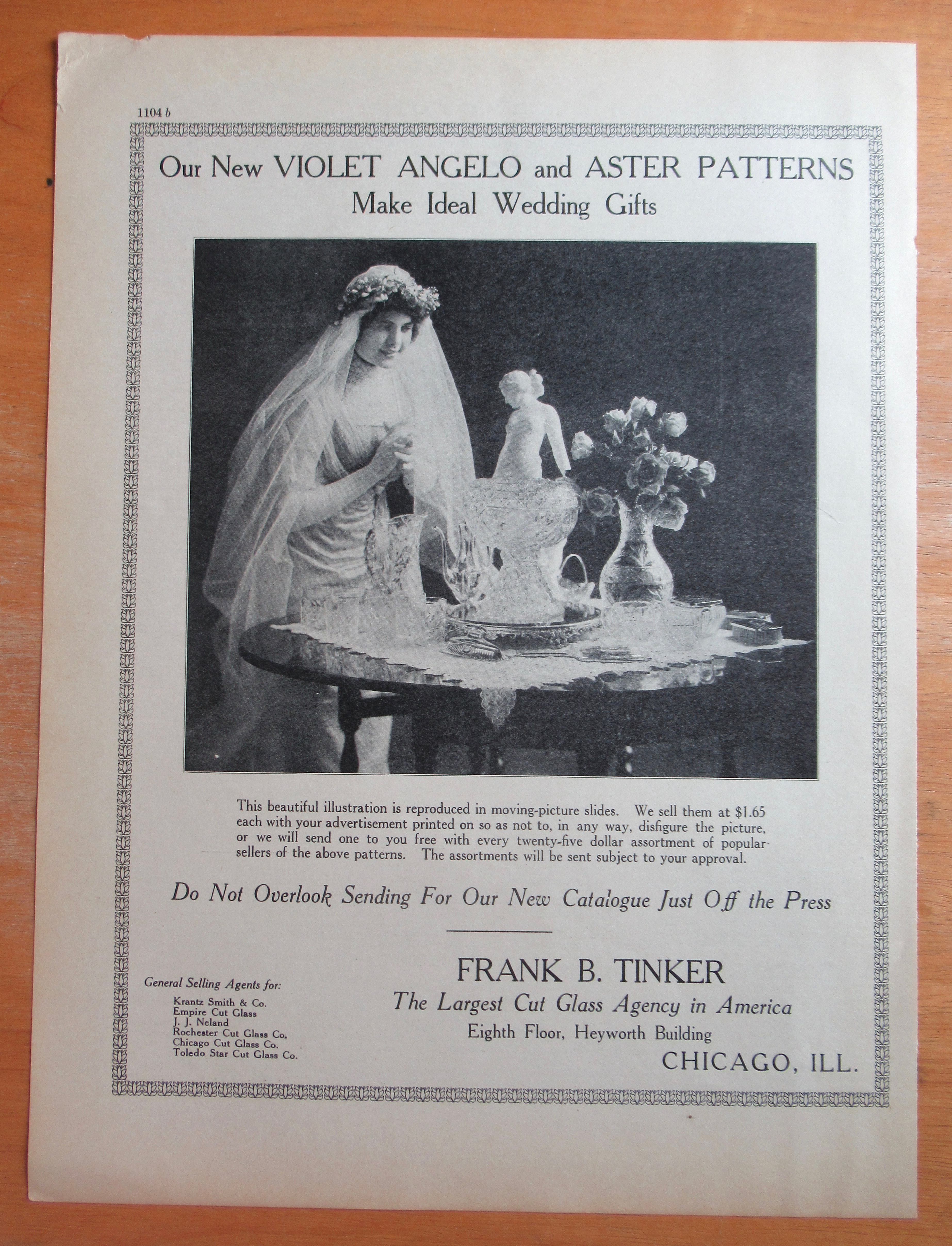 1913 Frank B Tinker with Violet Angelo & Aster Patterns