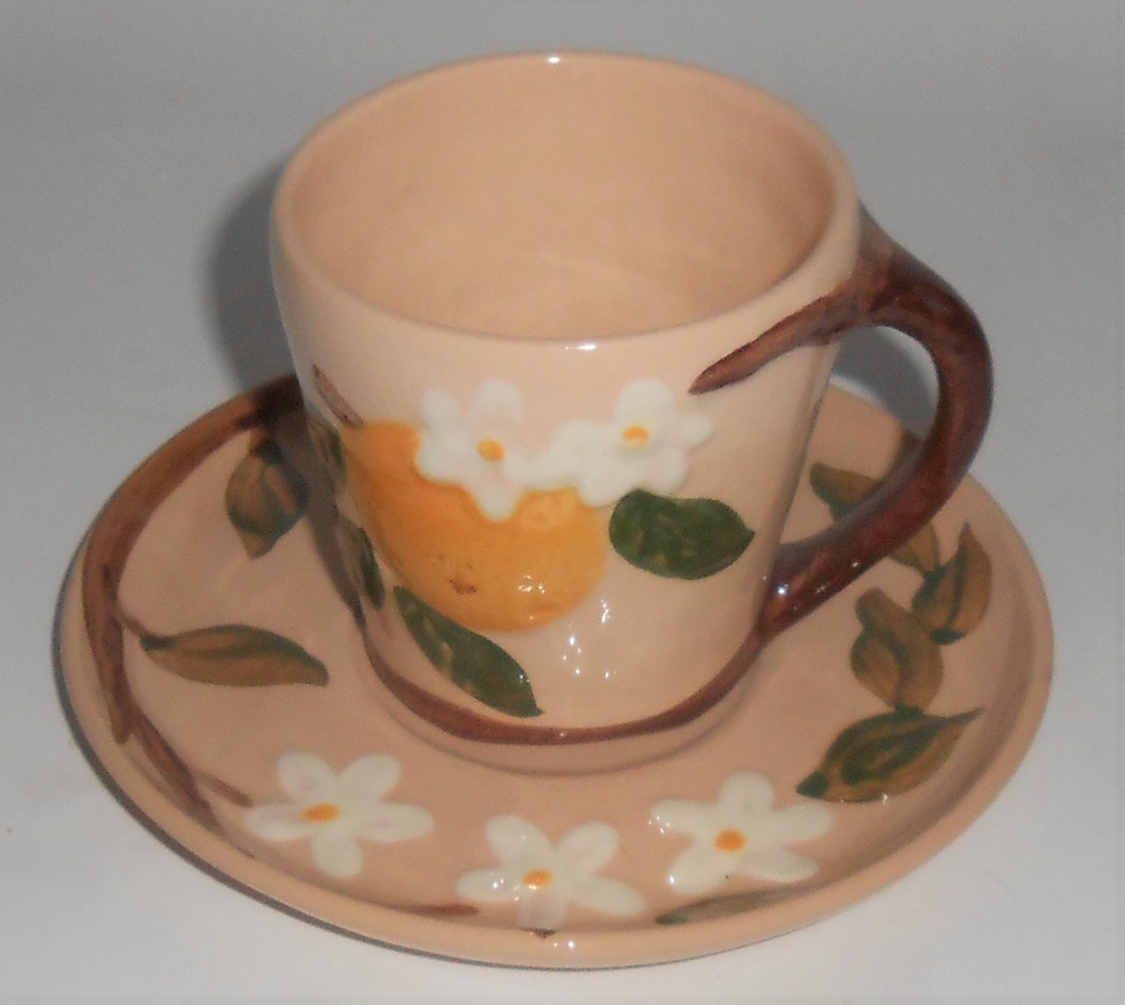California Ceramics Pottery Orange Blossom Cup & Saucer