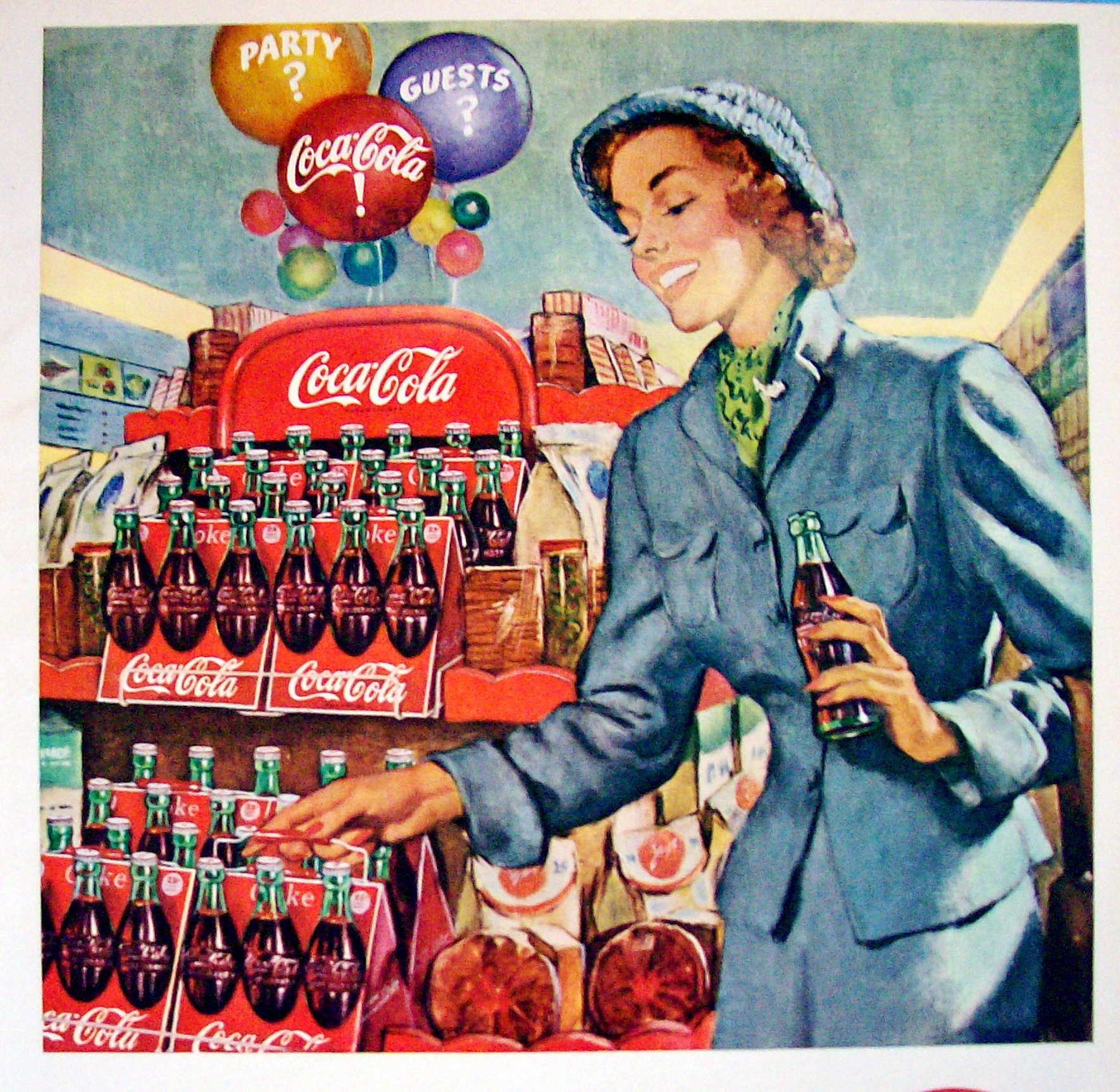 1949 Coca Cola (Coke) with Woman Carrying a Six Pack