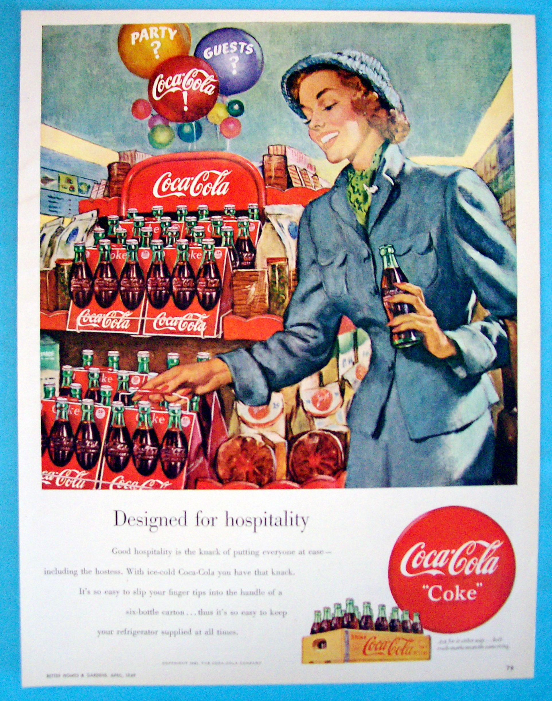 1949 Coca Cola (Coke) with Woman Carrying a Six Pack
