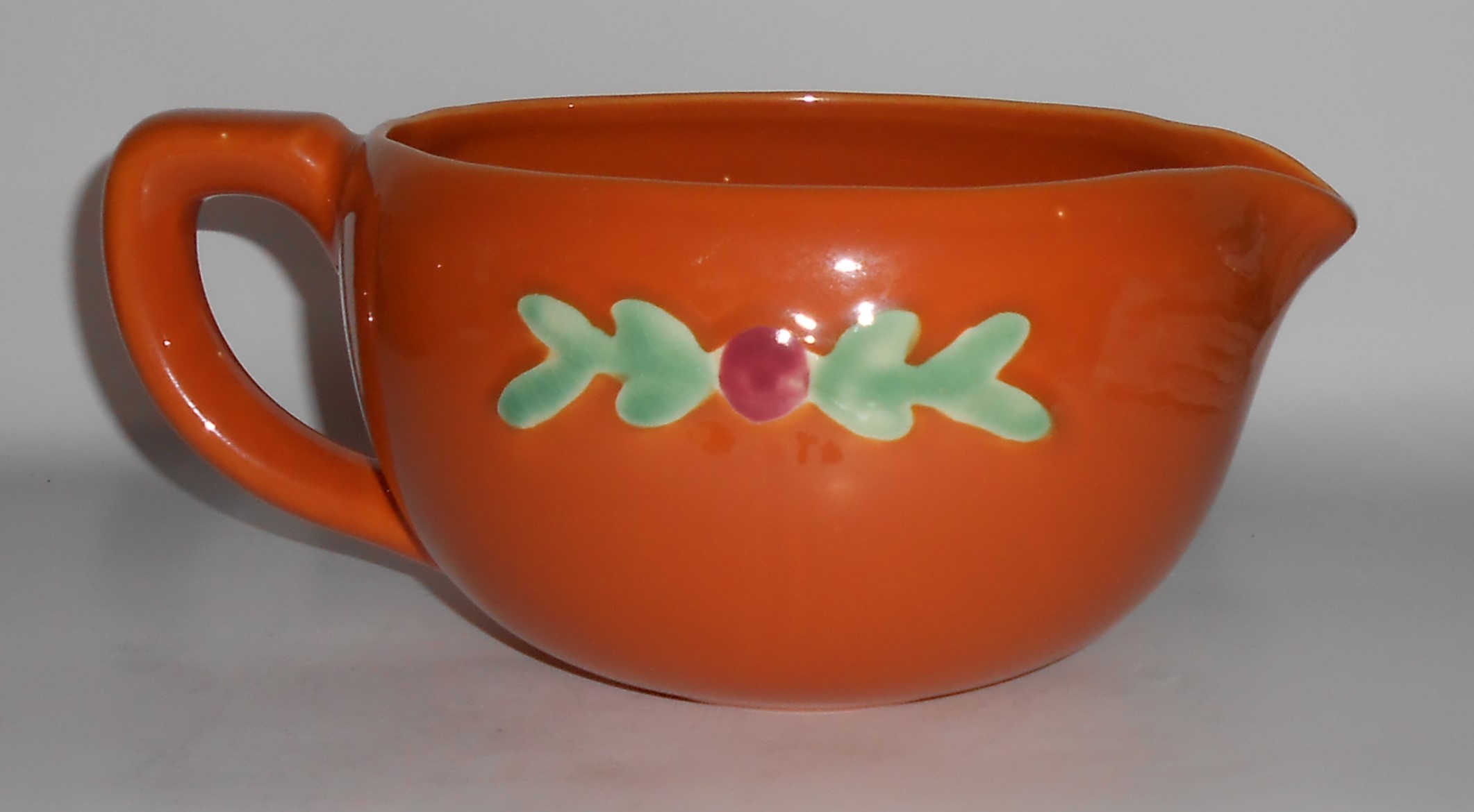 Coors Pottery Rosebud Orange Medium Handled Batter Bowl