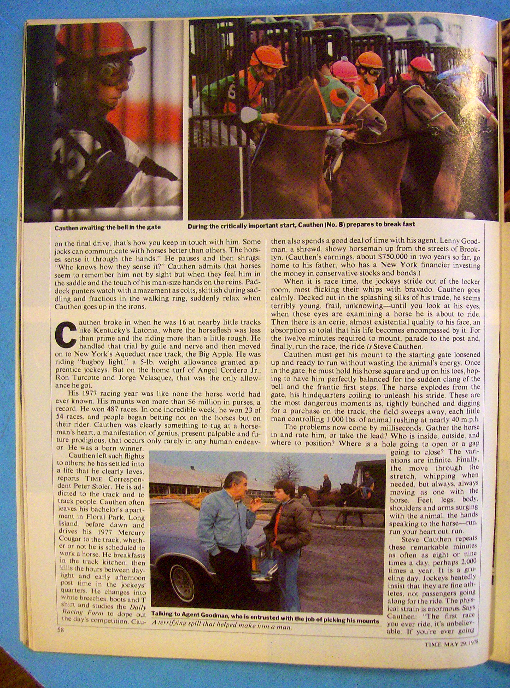 Time Magazine May 29, 1978 Steve Cauthen: A Born Winner