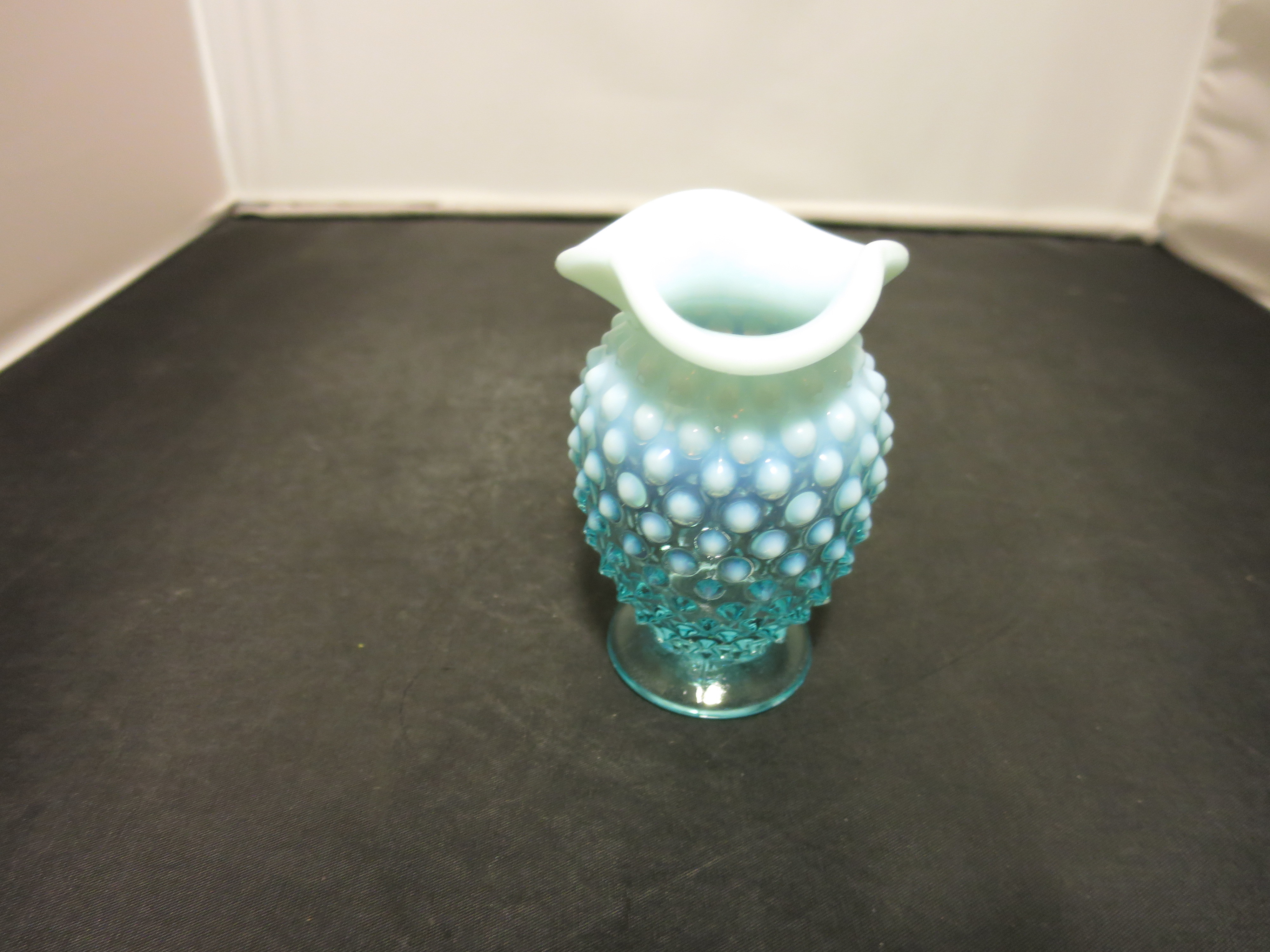 Fenton Art Glass Blue Opalescent Hobnail Vase