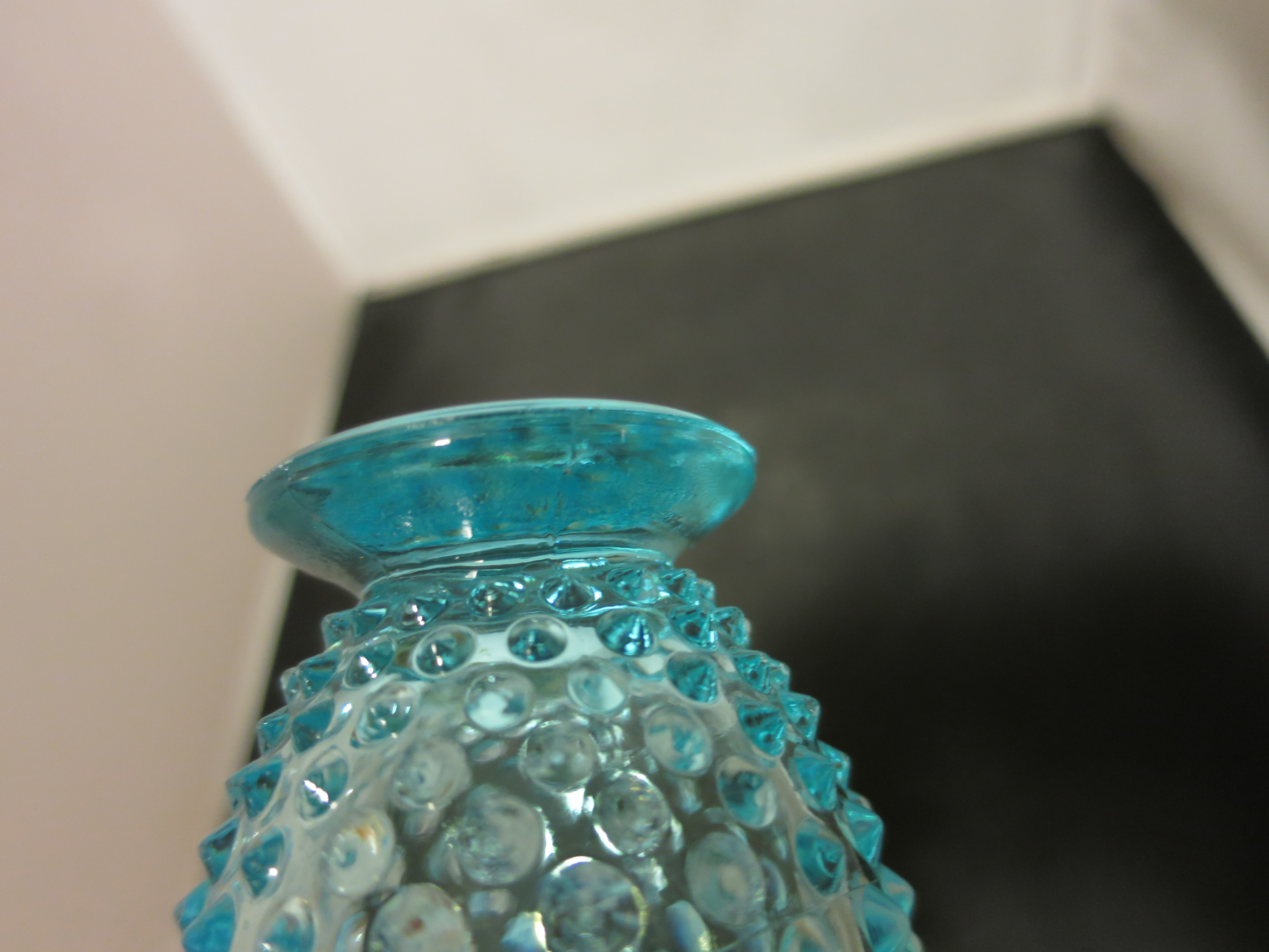 Fenton Art Glass Blue Opalescent Hobnail Vase