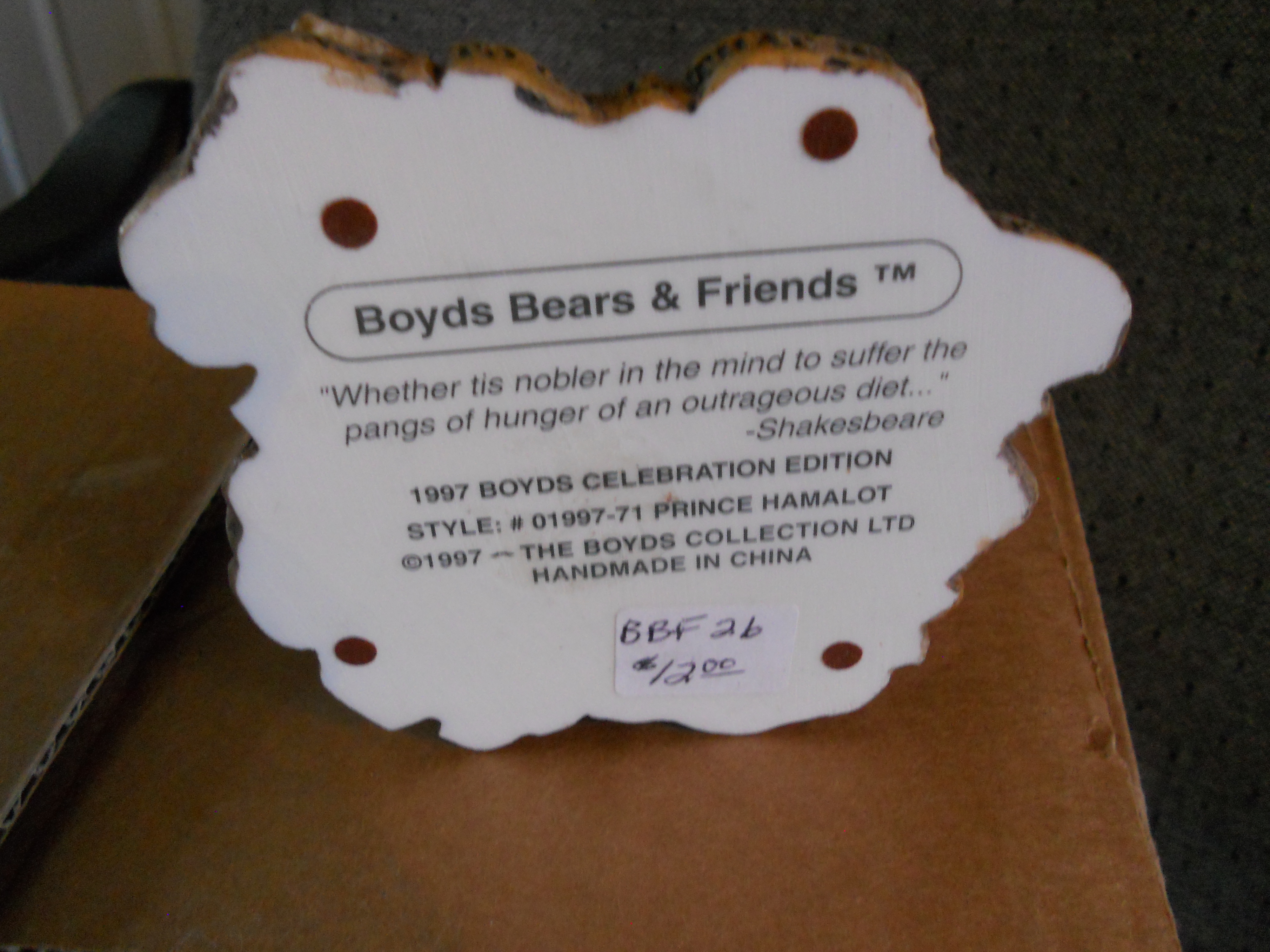 Boyds Bears and Friends Prince Hamalot 1997