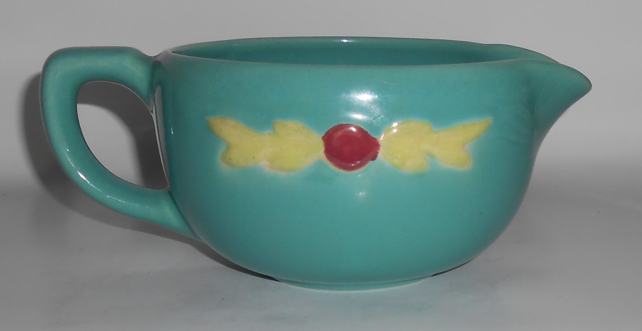 Coors Pottery Rosebud Green Small Handled Batter Bowl 2