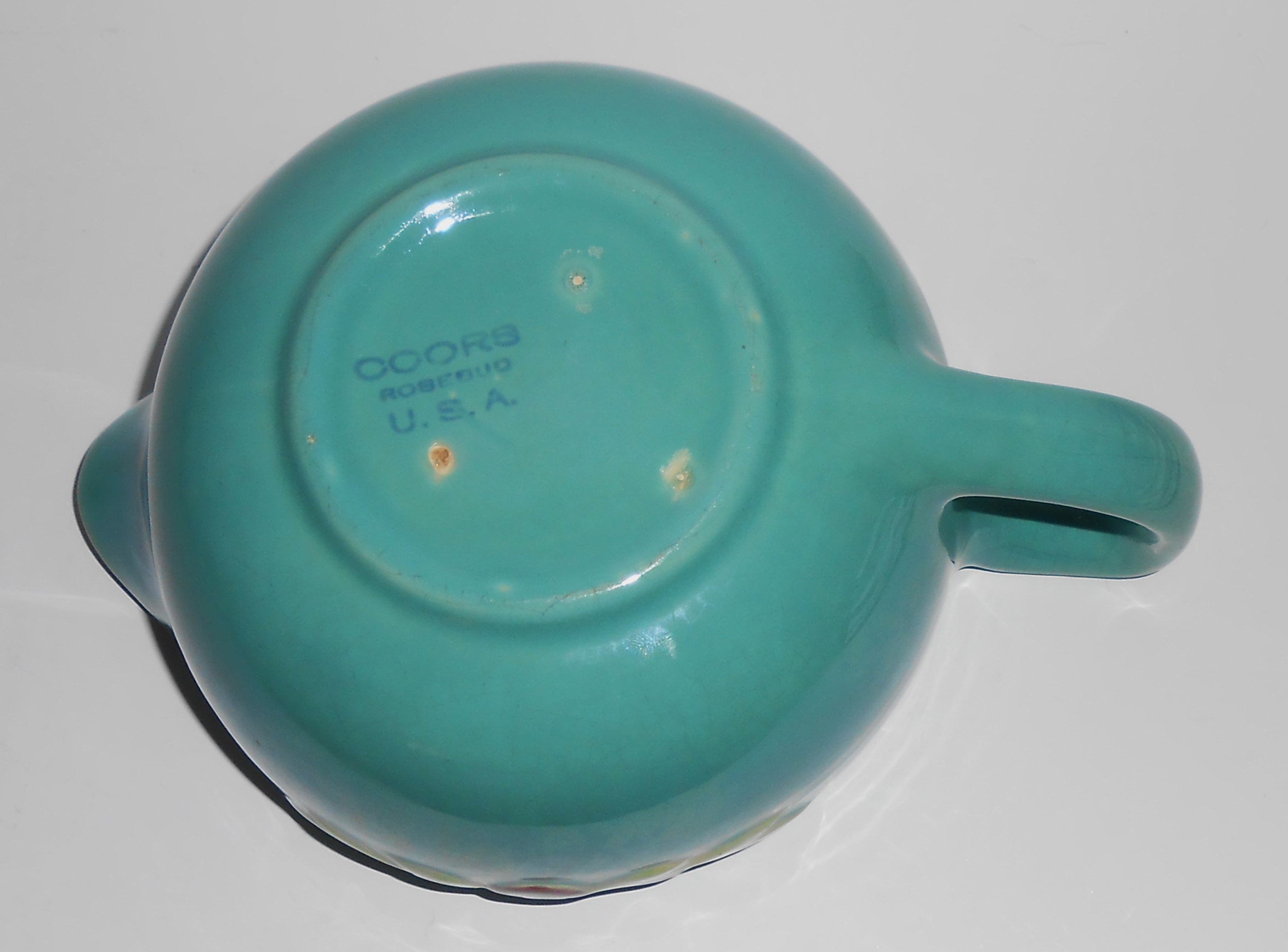 Coors Pottery Rosebud Green Small Handled Batter Bowl 2