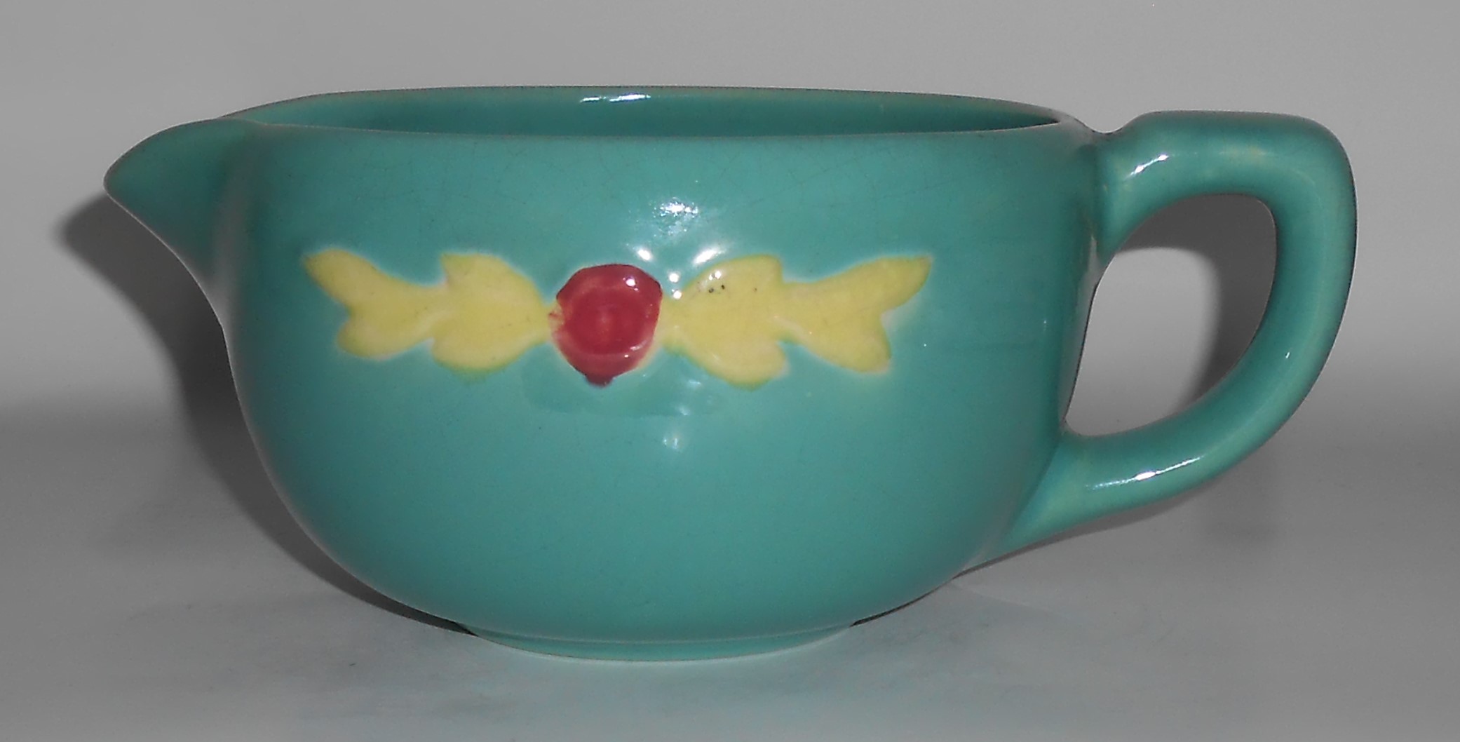 Coors Pottery Rosebud Green Small Handled Batter Bowl 2