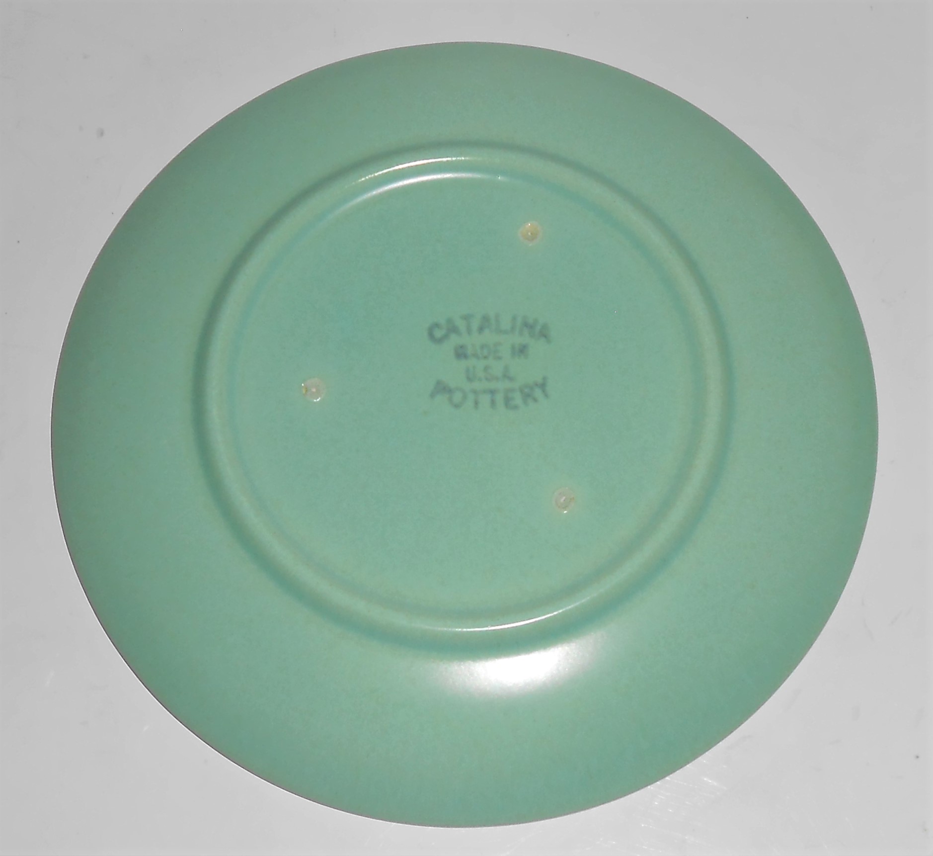 Catalina Pottery Rancho Ware Satin Green Bread Plate