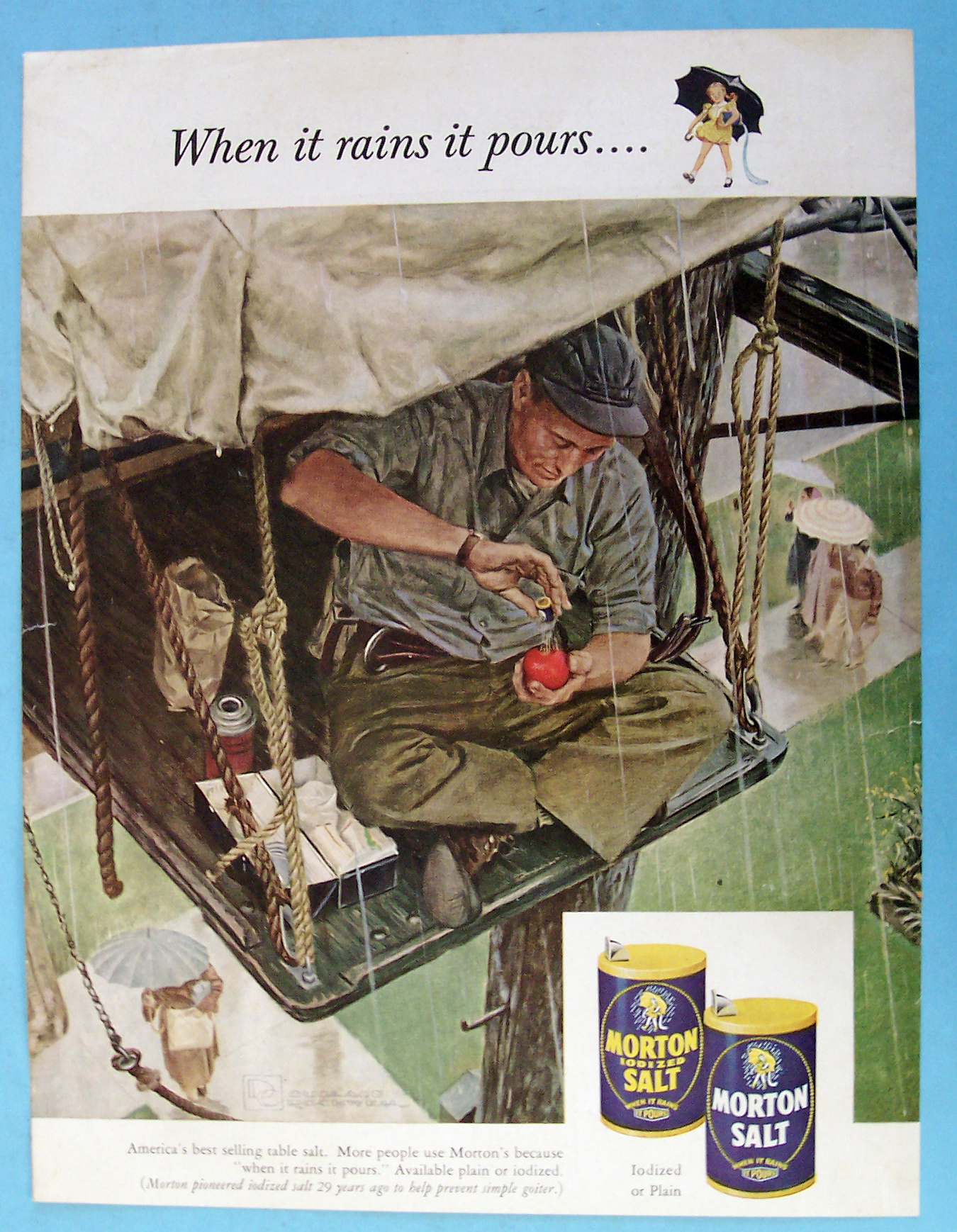 1953 Morton Salt w/ Man Having Lunch Douglas Crockwell