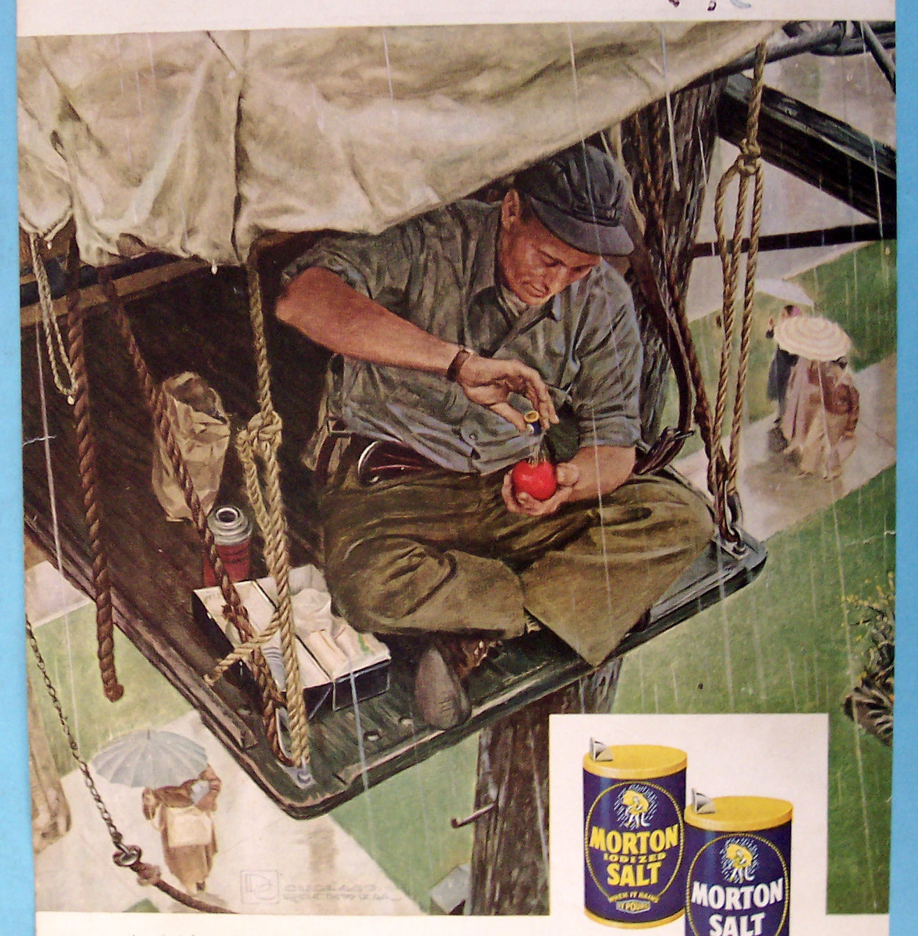 1953 Morton Salt w/ Man Having Lunch Douglas Crockwell