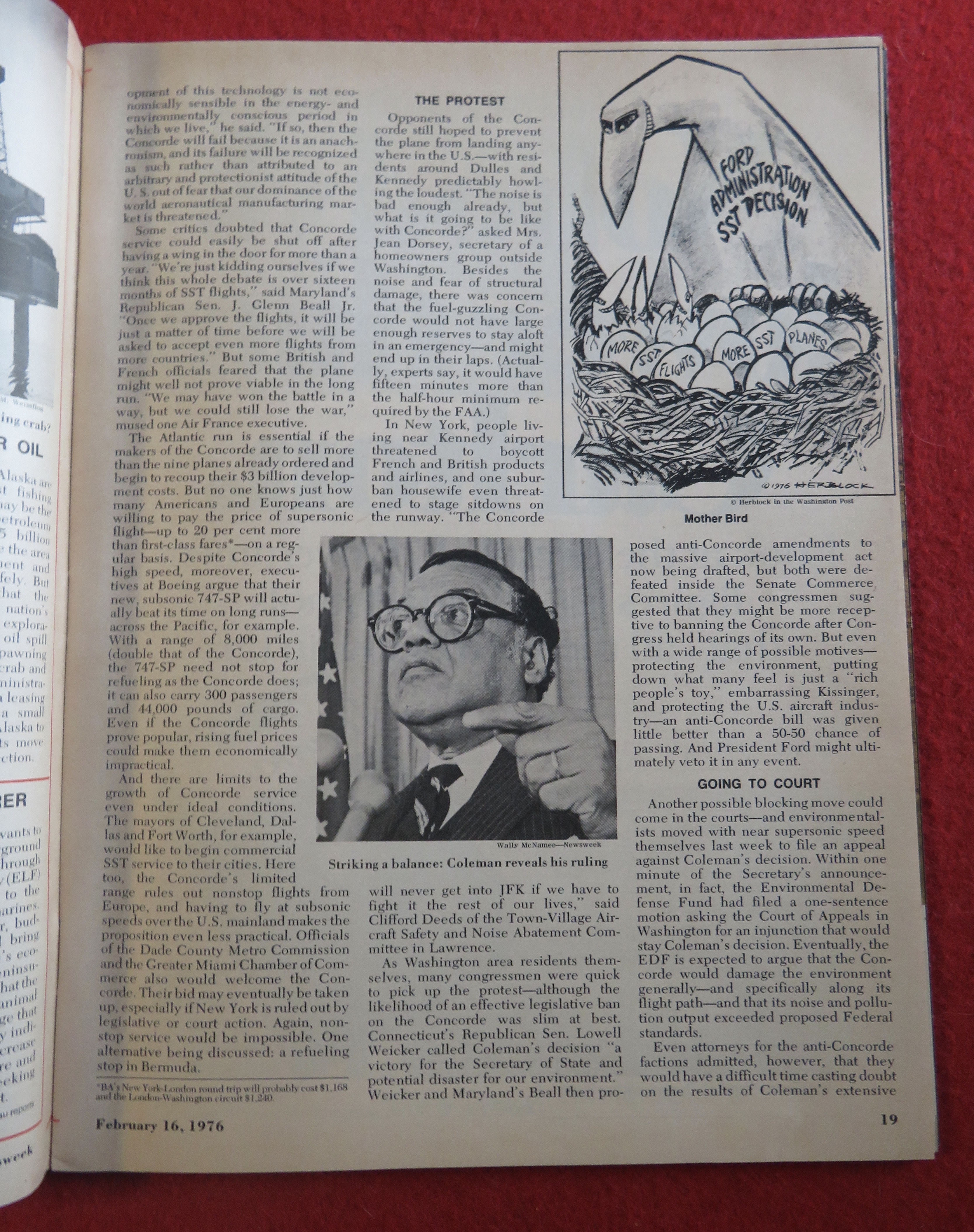 Newsweek Magazine February 16, 1976 Concorde Furor