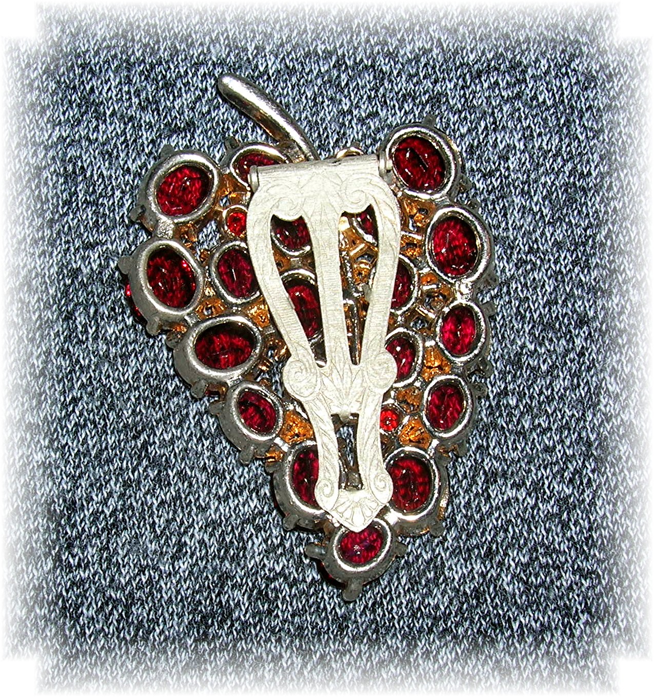 Dress Clip Ruby Red Crystal  Leaf 2 3/4 Inch