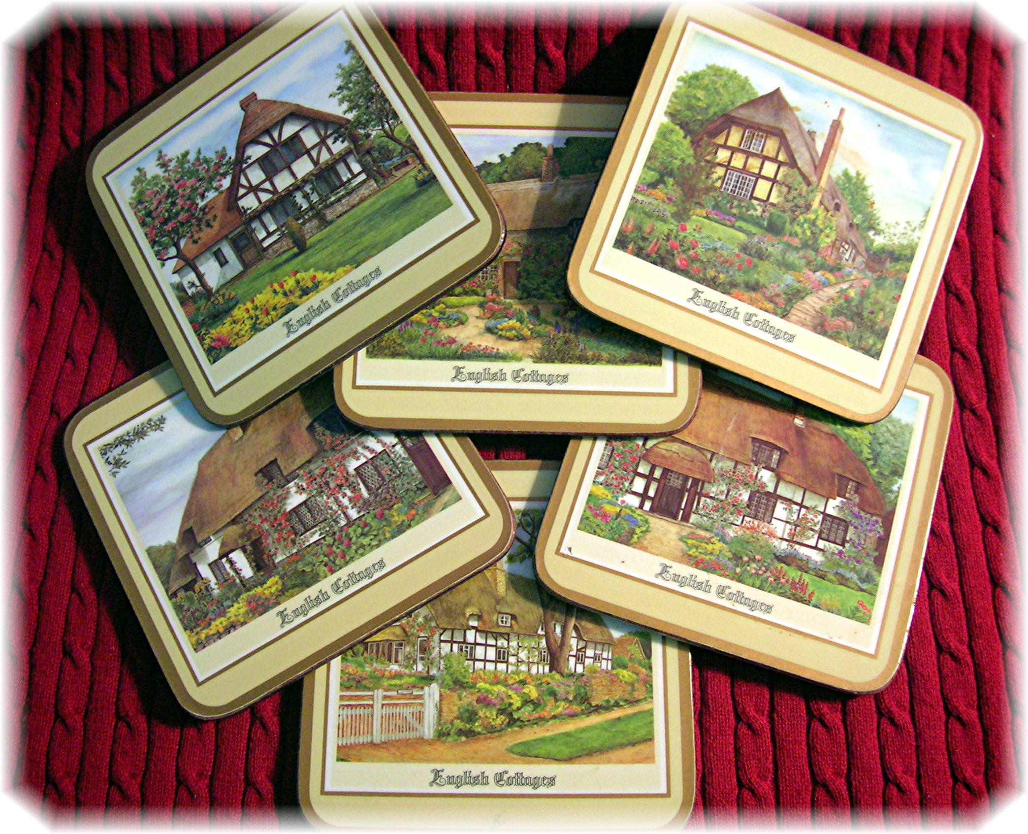 6 English Cottages Coasters.