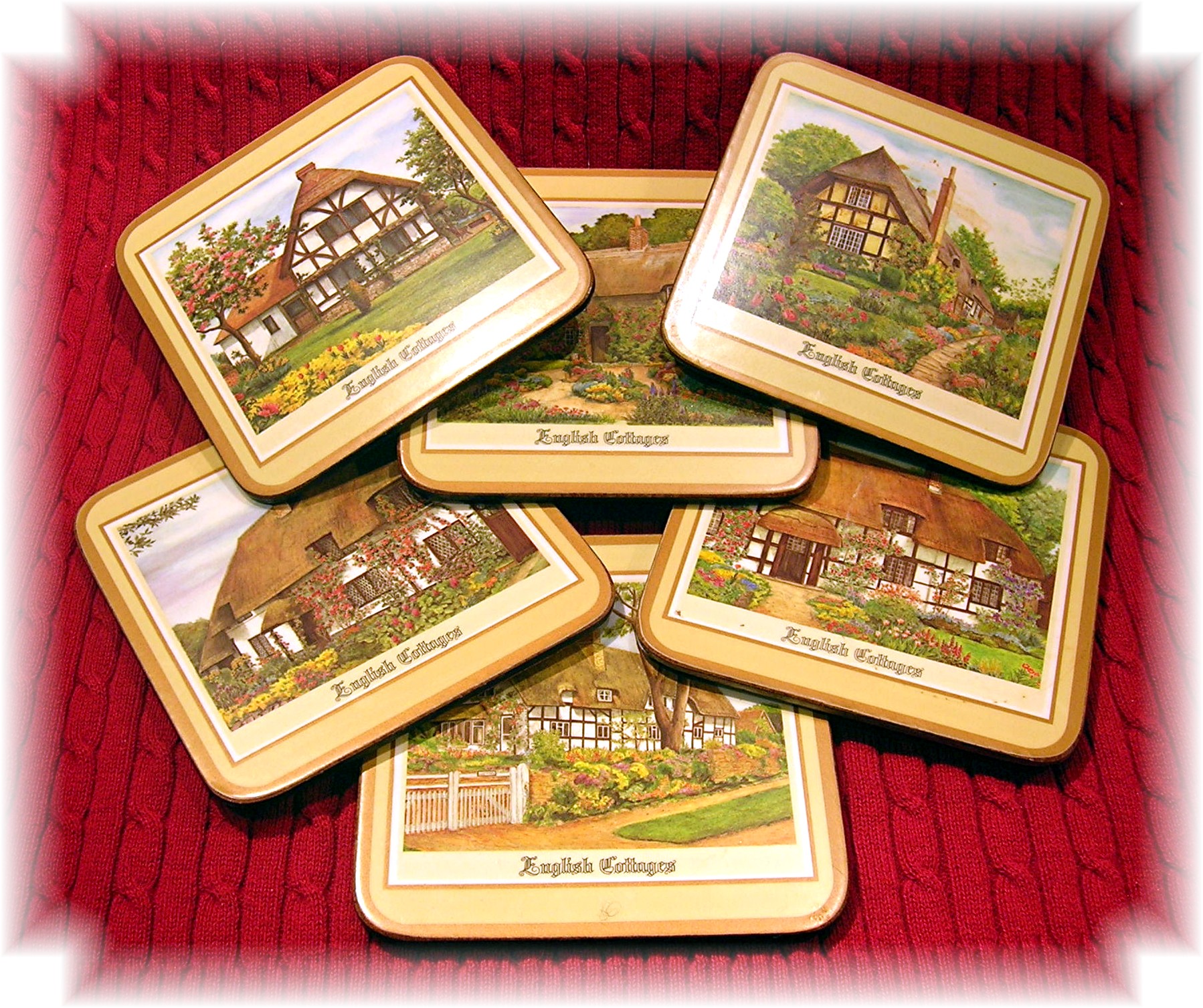 6 English Cottages Coasters.