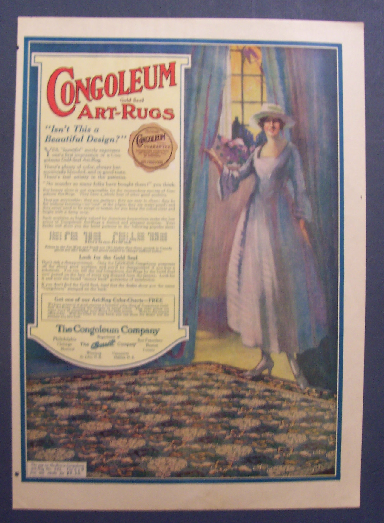 1918  Congoleum  Gold  Seal  Art - Rugs