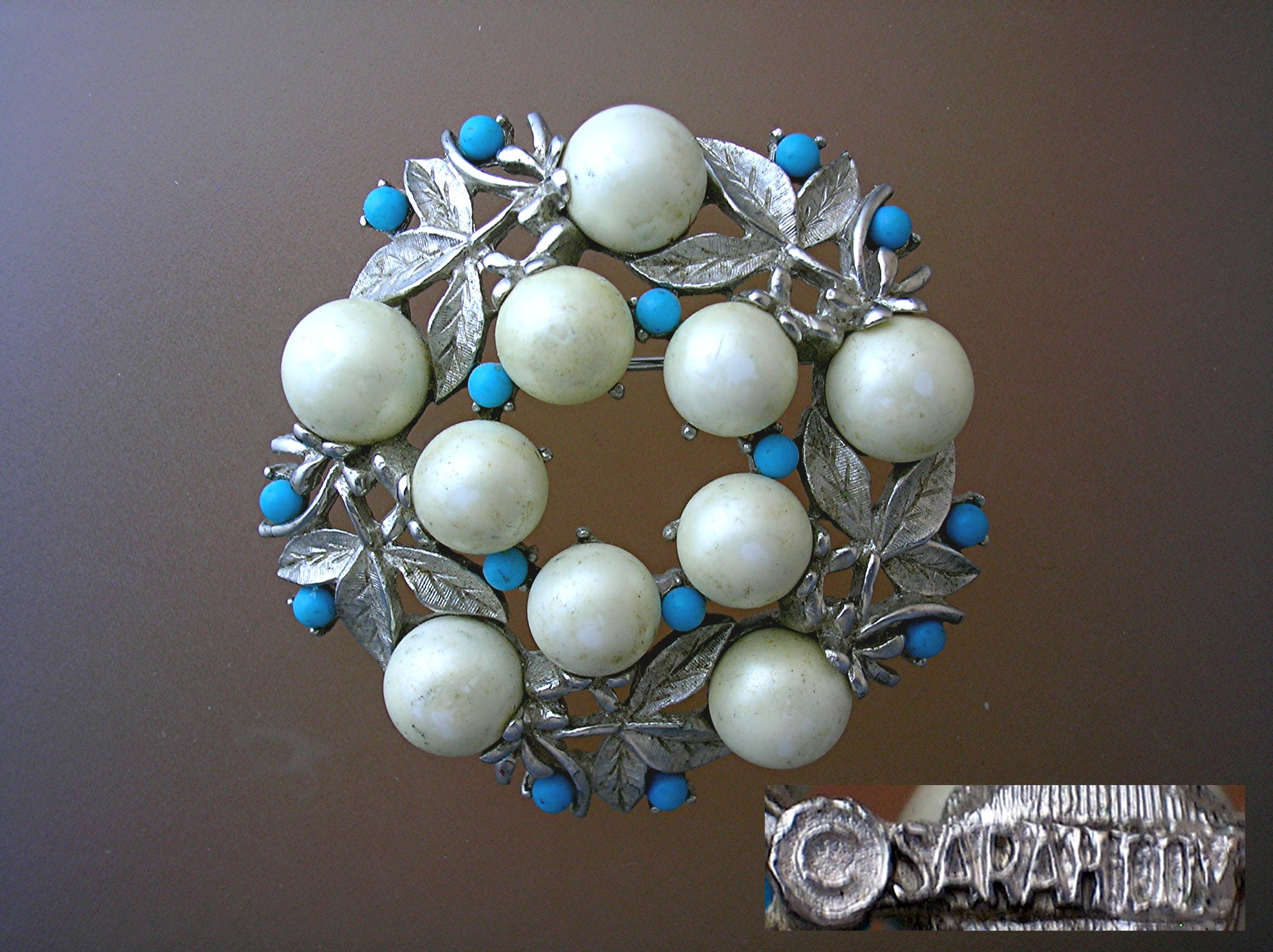 Pearl and Turquoise SARAH COVENTRY Brooch