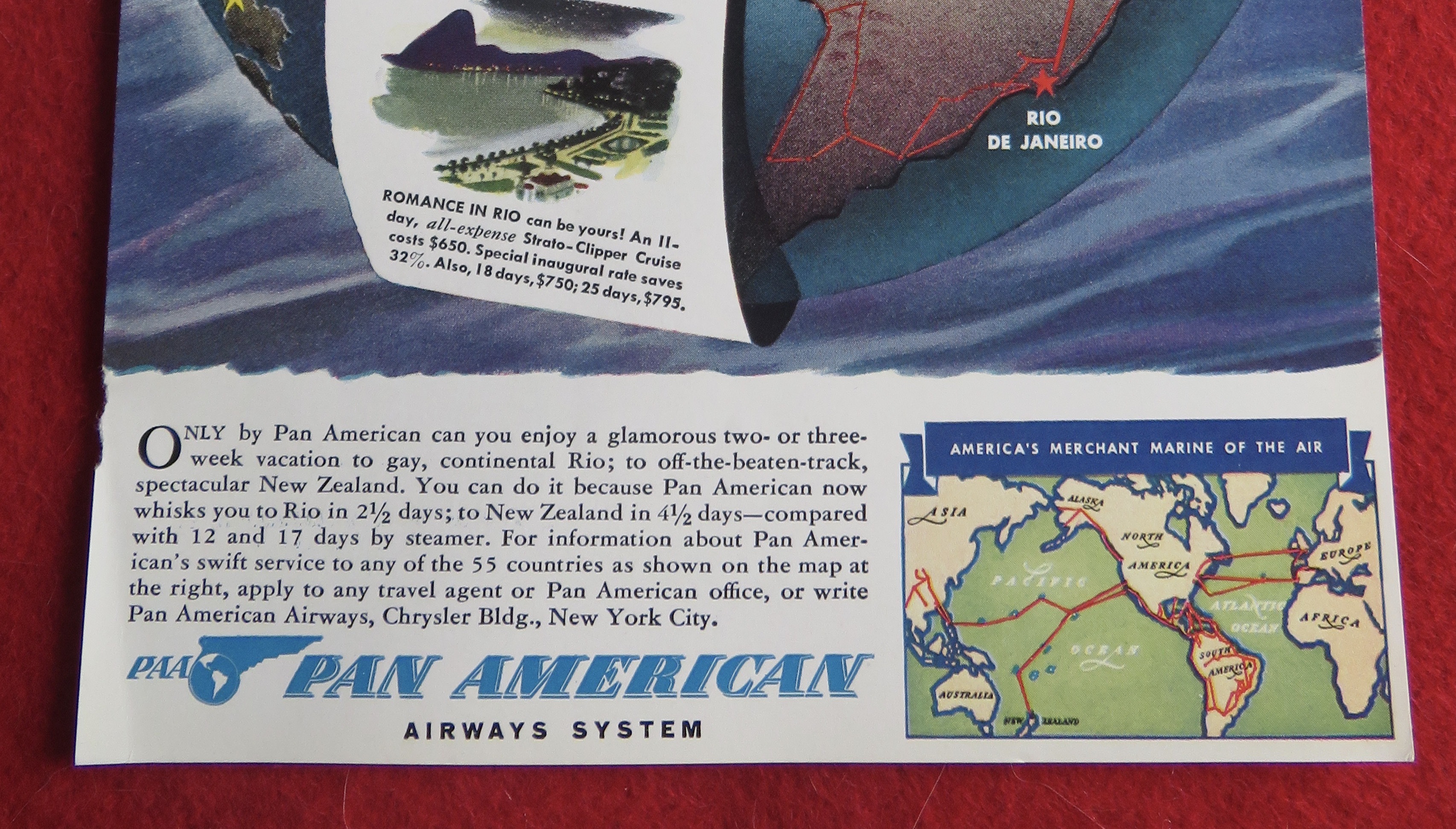 1940 Pan American Airways System with Clipper Ship