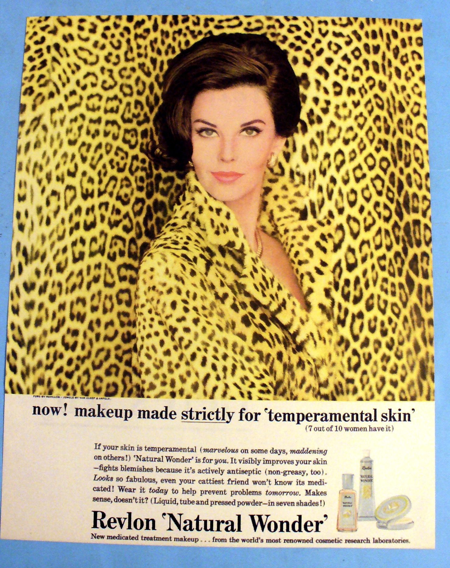 1963 Revlon Natural Wonder w/ Lovely Woman in Leopard