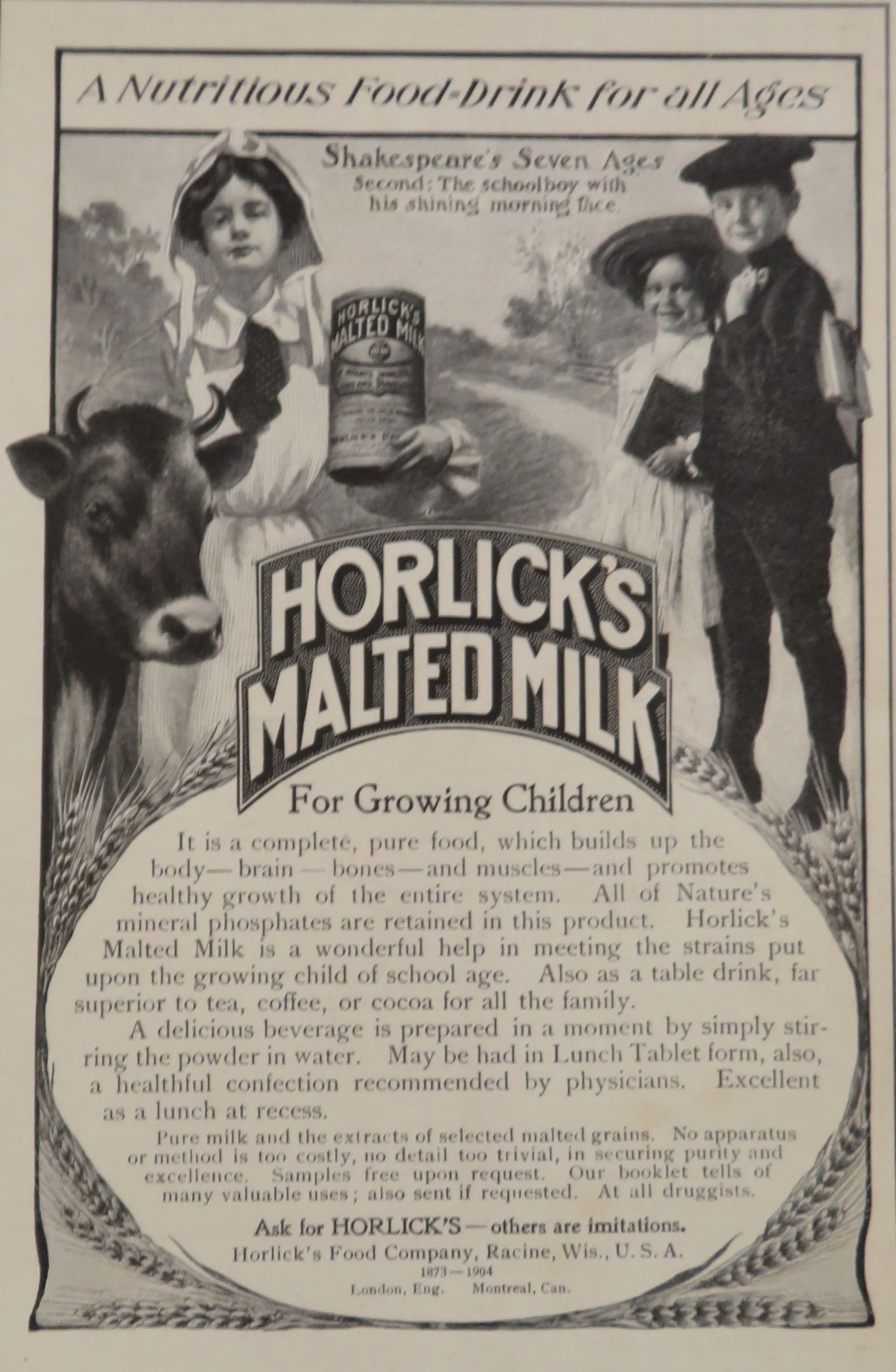 1904 Horlick's Malted Milk with Woman & Children