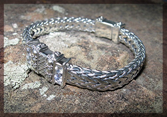 Natural White Zircon Bracelet Sterling Silver By Peggy
