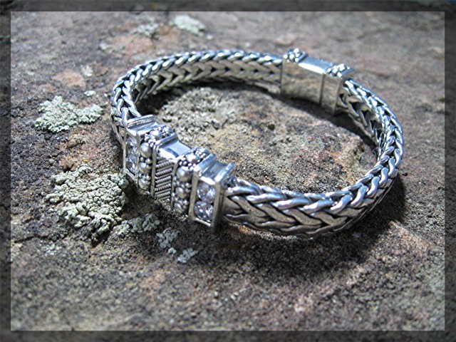 Natural White Zircon Bracelet Sterling Silver By Peggy