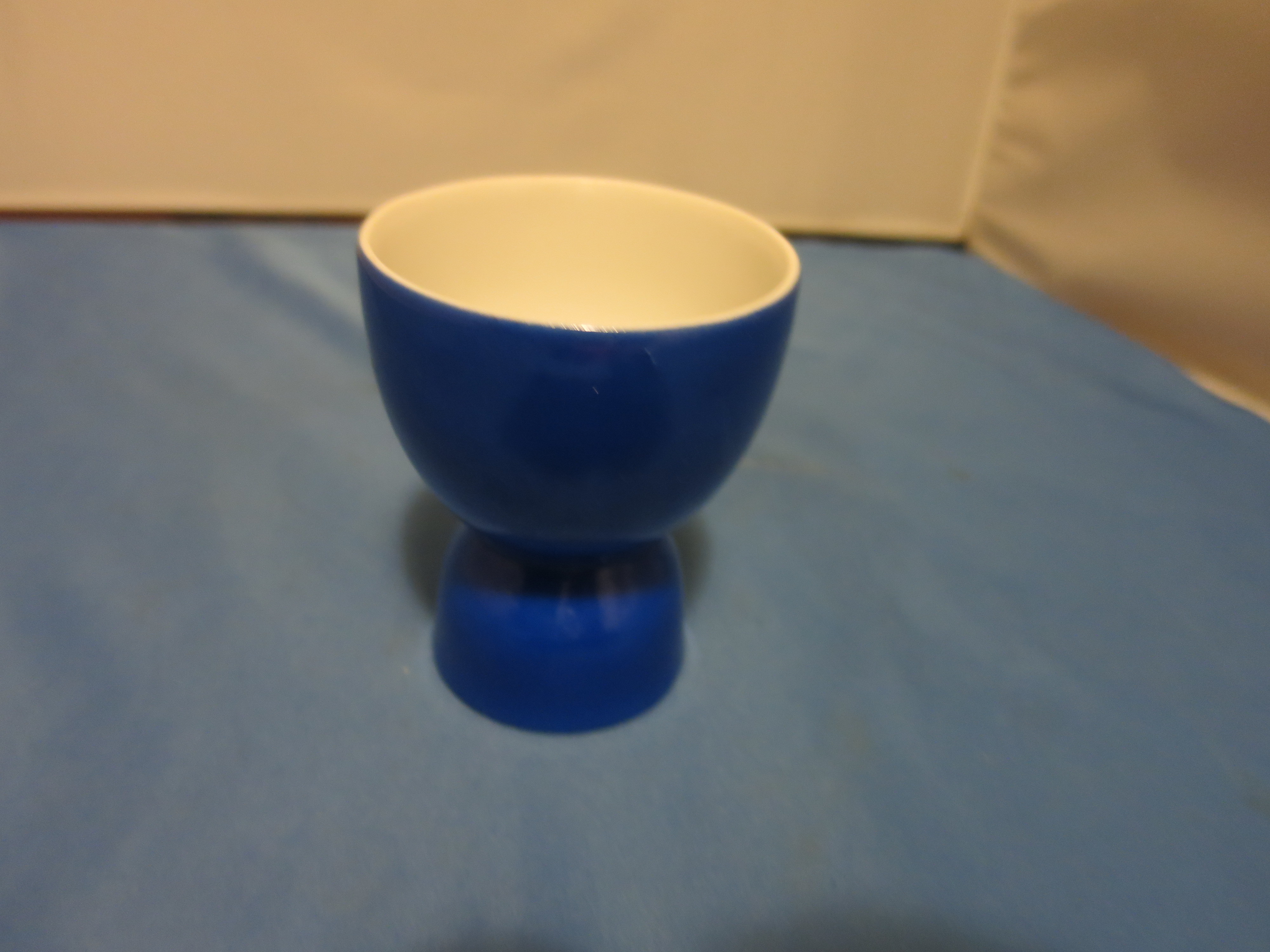 Vintage Porcelain Double Egg Cup Blue and White