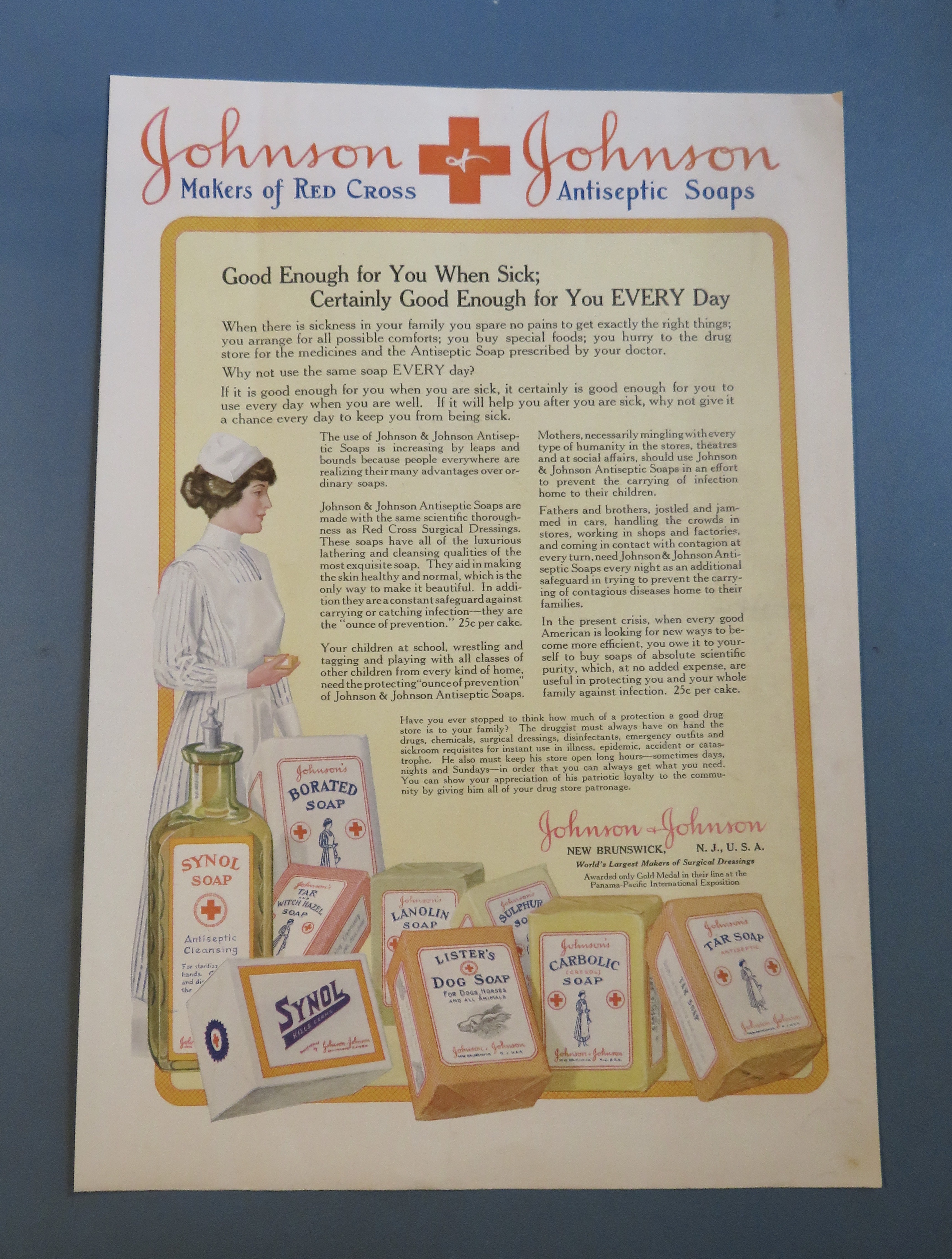 1917 Johnson & Johnson with Red Cross Antiseptic Soaps