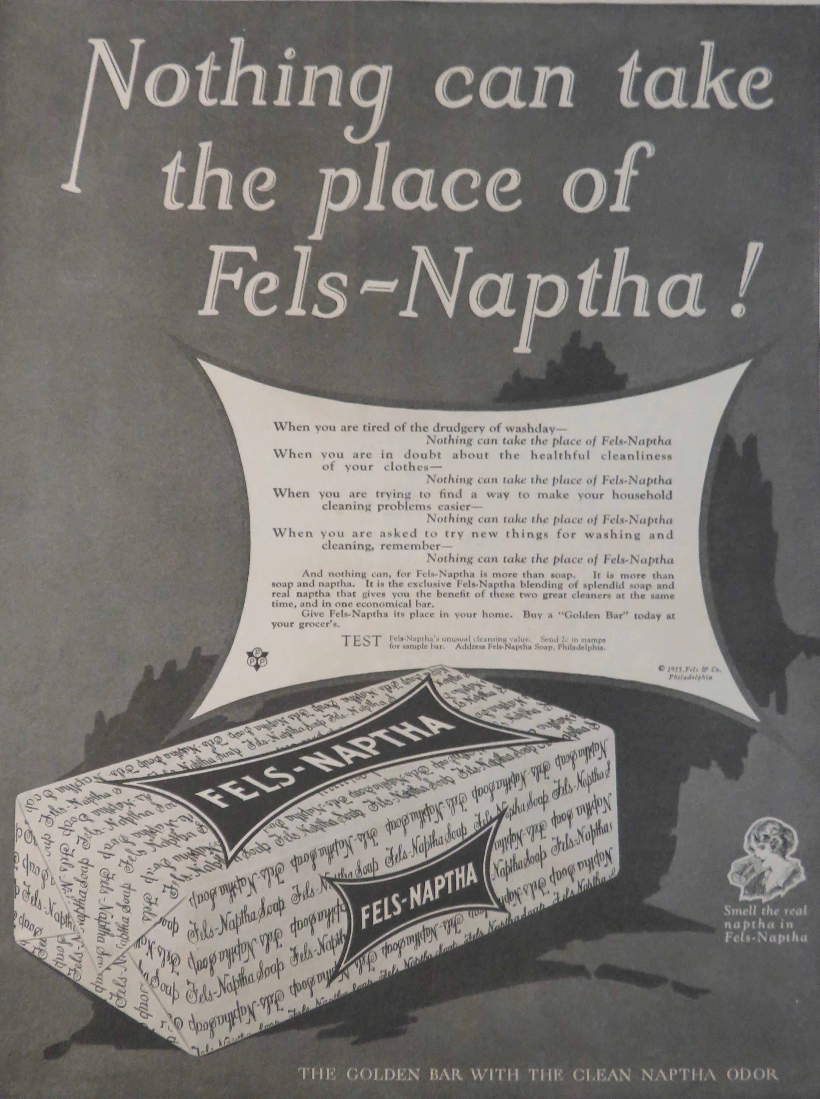 1924 Fels Naptha Soap with a Bar Of Fels Naptha Soap