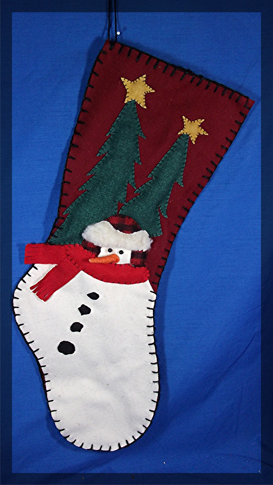 Christmas Stocking, Snowman, handmade